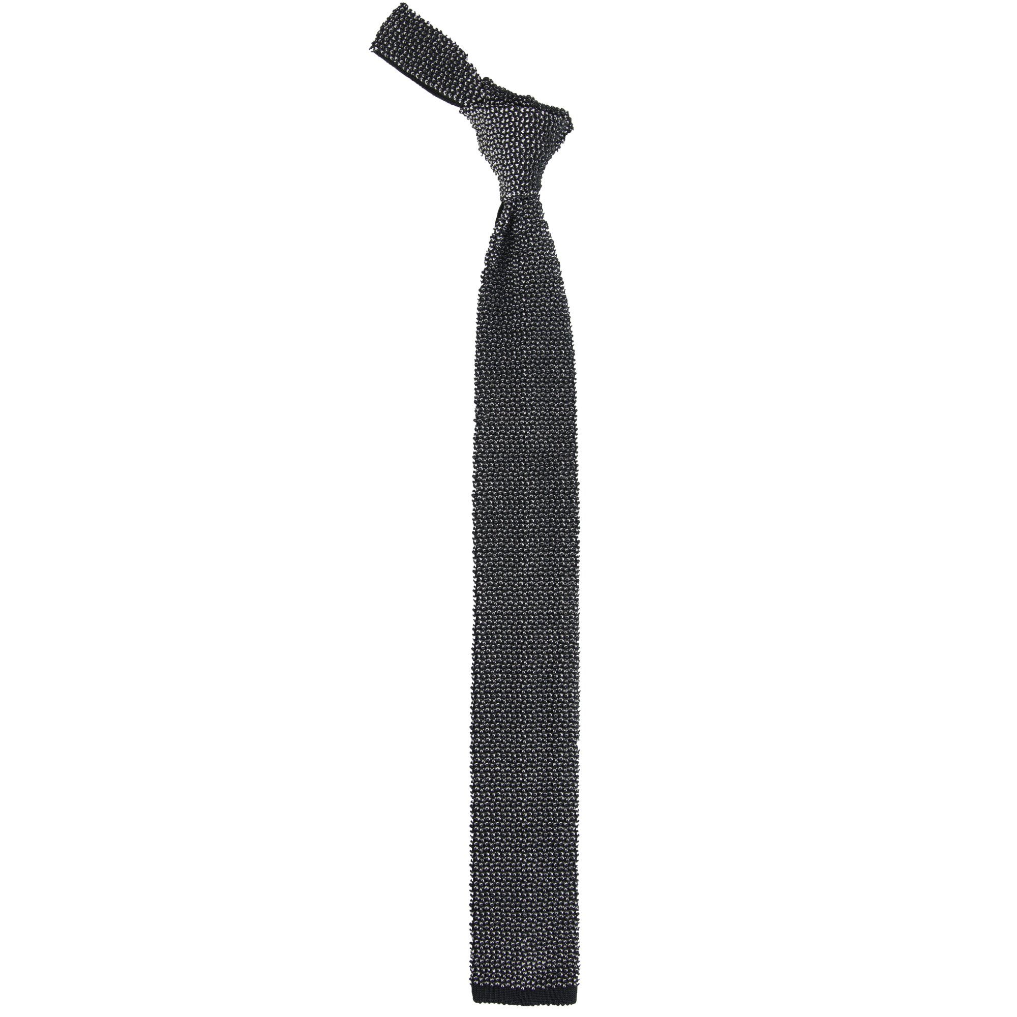 VAMENIA - Handmade in Germany Krawatte Seidenstrick-Krawatte aus schwarz/weißem Seidentrikot