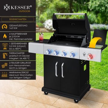 KESSER Gasgrill, Gasgrill Master BBQ mit 800°C Infrarot Grill-Thermometer