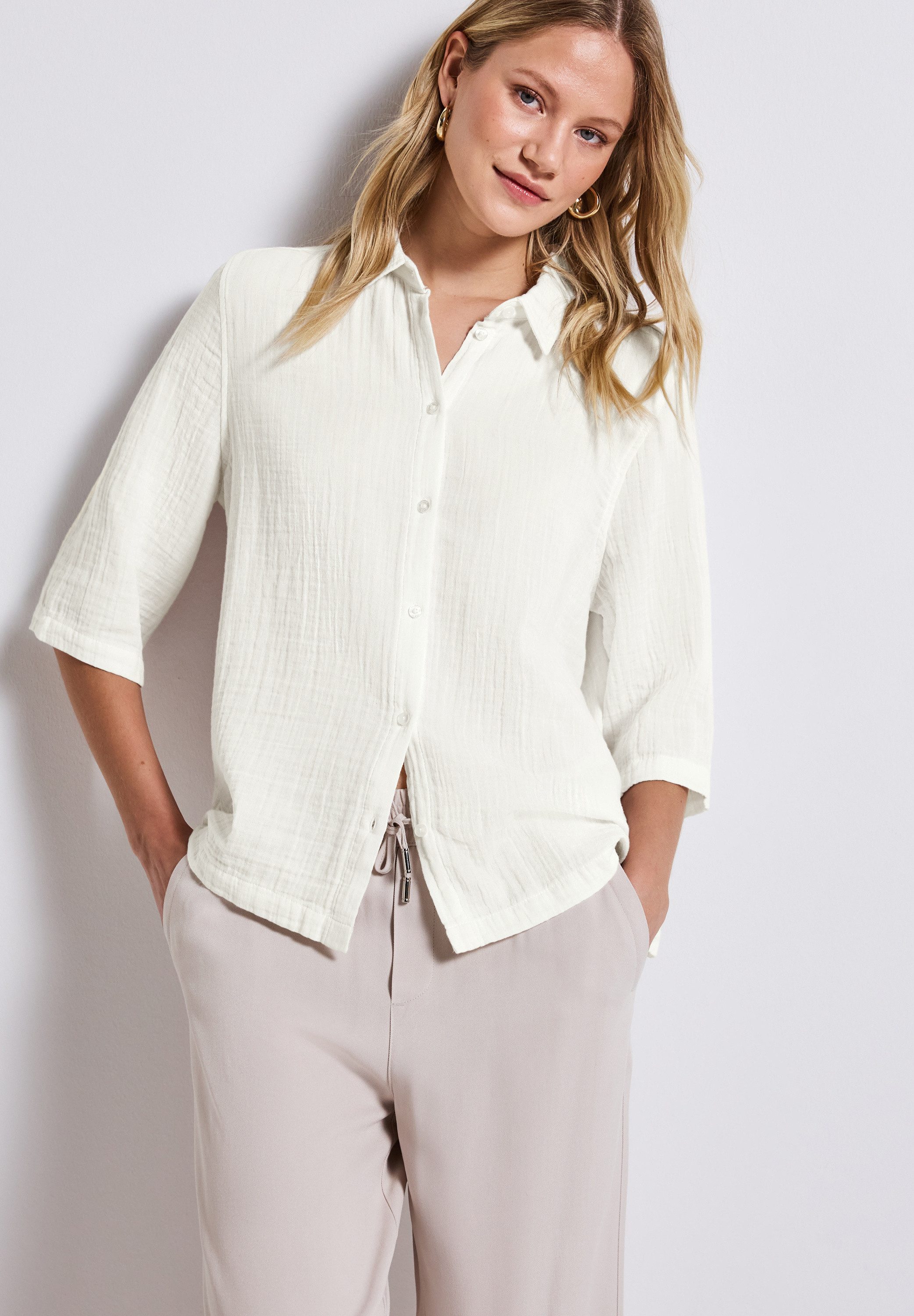 STREET ONE Hemdbluse im Musselin-Look günstig online kaufen