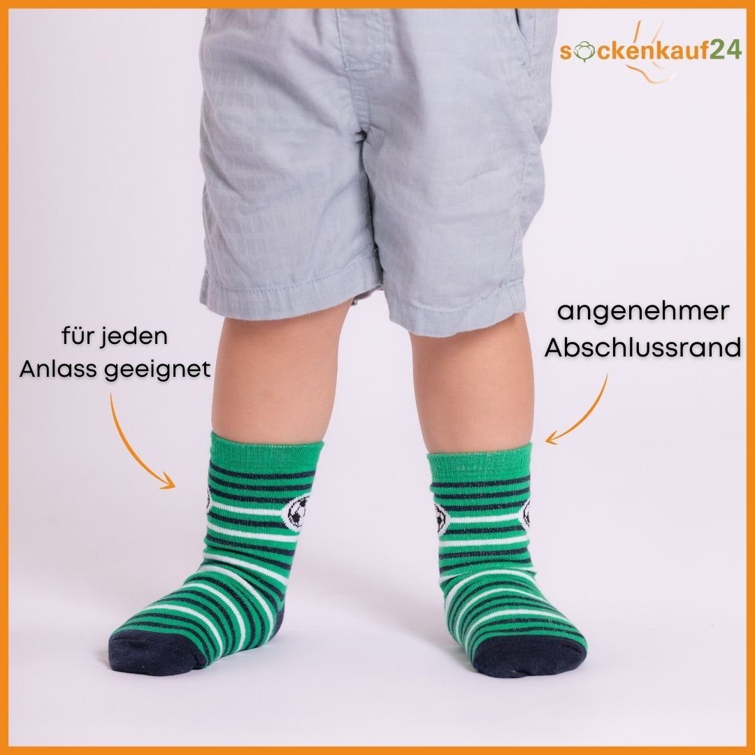 sockenkauf24 Socken 10 Paar Kindersocken für Jungen lang Kinder Socken mit weichem Bund