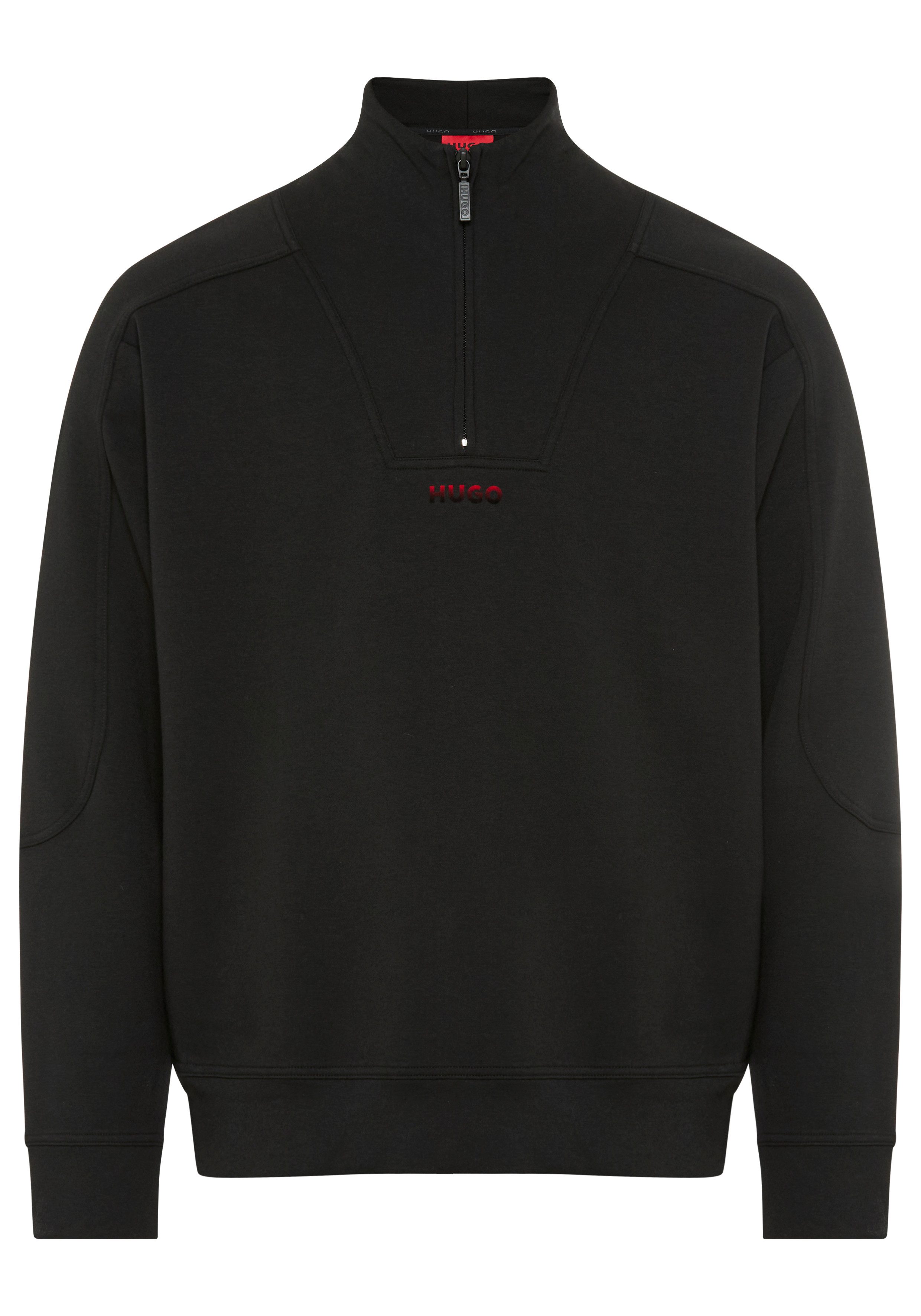 HUGO Sweatshirt Troyerkragen mit Reißverschluss