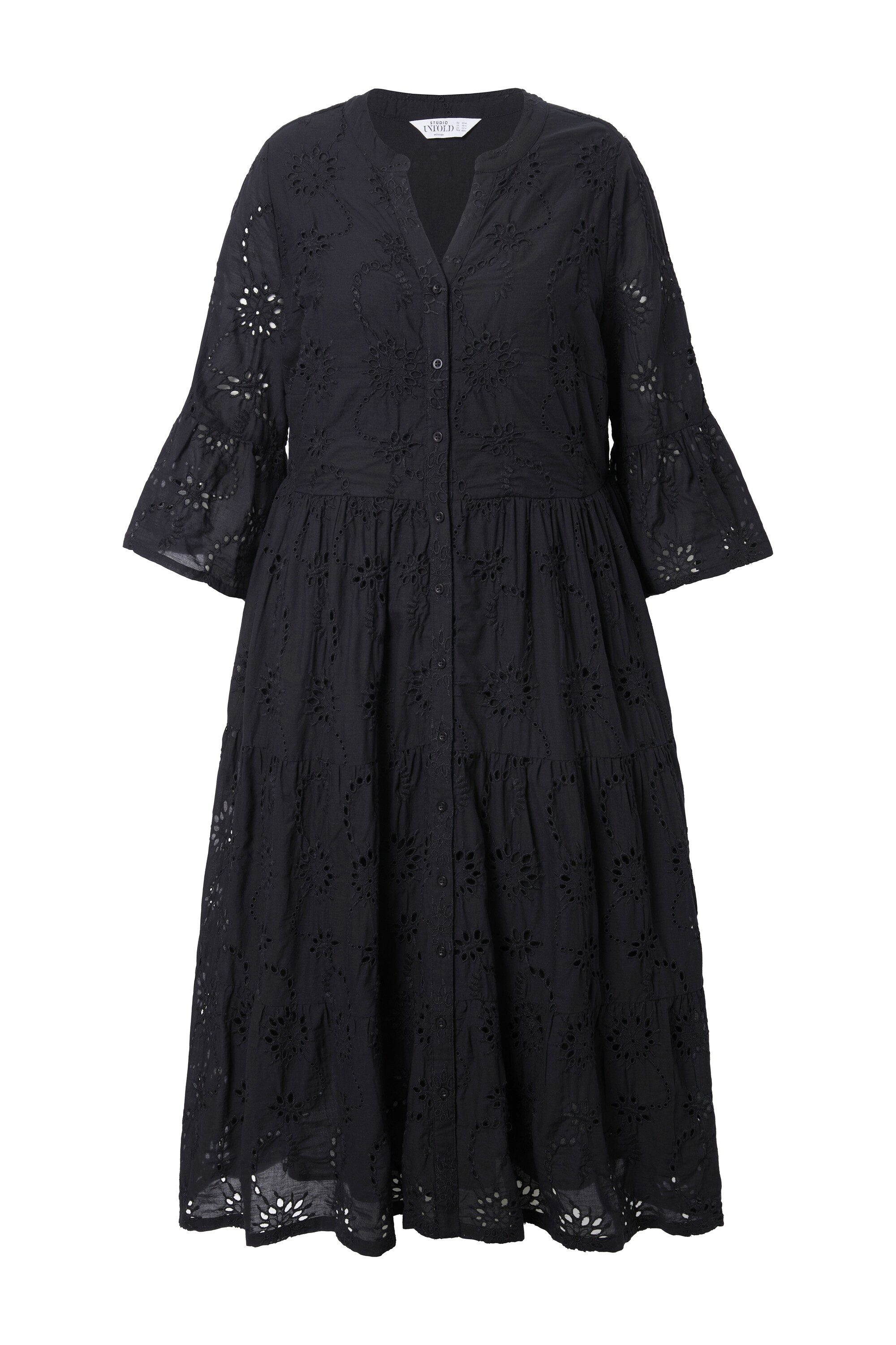 Studio Untold Maxikleid Maxikleid Lochstickerei Volants 3/4-Ärmel günstig online kaufen