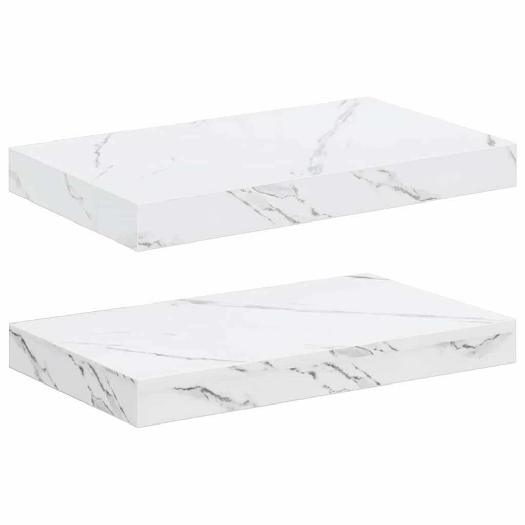 vidaXL Regal Wandregal Wandhalterung 2 pcs Weiß Marmor 40 x 23,5 x 3,8 cm, 2-tlg.