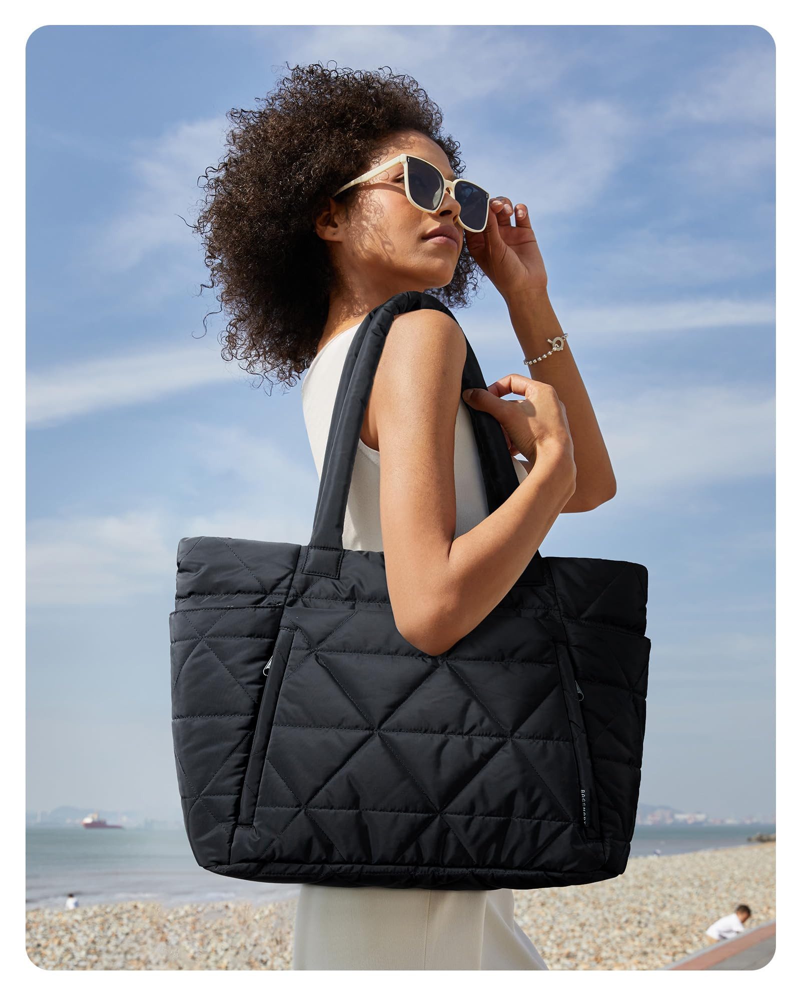 nsihing Schultertasche Handtasche damen Umhängetaschen crossbody bag, Große Stepp-Tasche mit Reißverschluss und mehreren Fächern