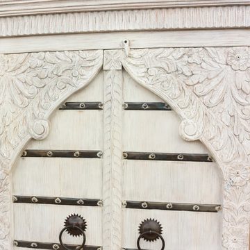Oriental Galerie Mehrzweckschrank Weißer Schrank Saloni Indien 184 cm weiß, Handarbeit, indisch, Indien