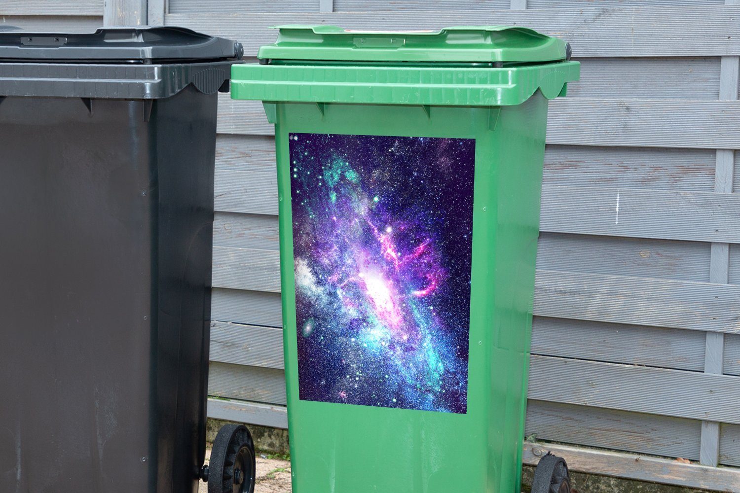 MuchoWow Wandsticker Weltraum - Farben St), Mülltonne, Mülleimer-aufkleber, Container, Sterne Abfalbehälter Sticker, - (1