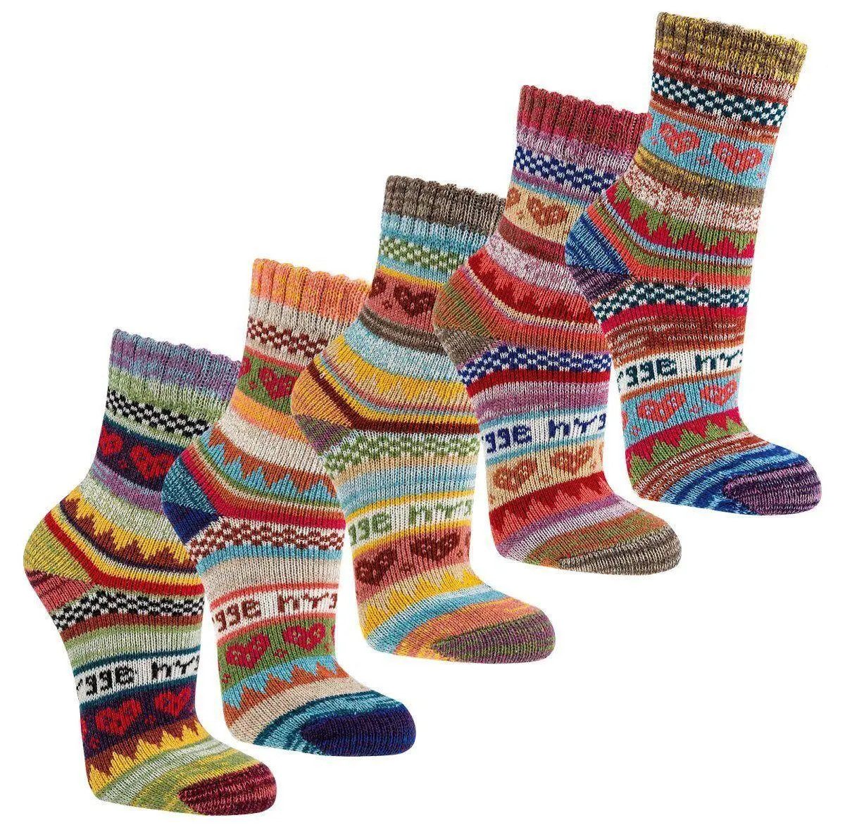 Socks 4 Fun Freizeitsocken Hygge Socken Socks 4 Fun (3-er Bündel, 3-Paar, 3 Paar) bunte Designs