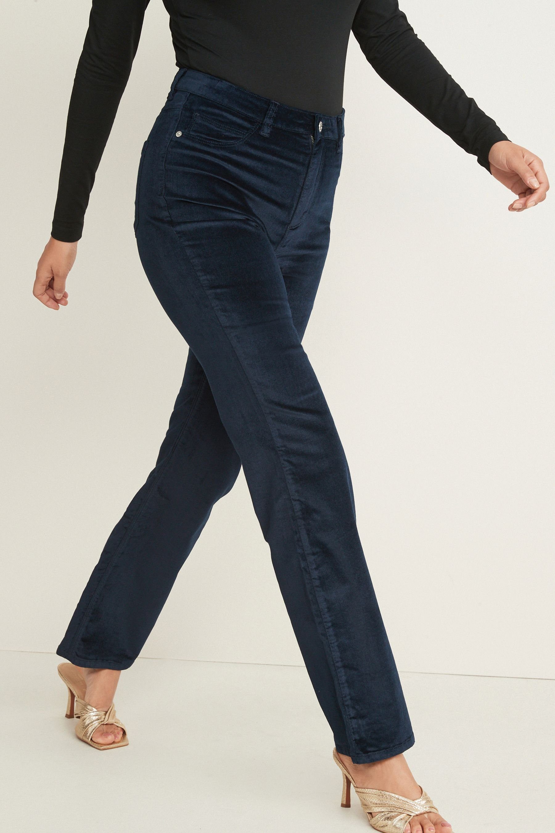 Next Get mit (1-tlg), Jeans »NEXT«-Look Weite the Hosenbein Samt-Jeans weitem