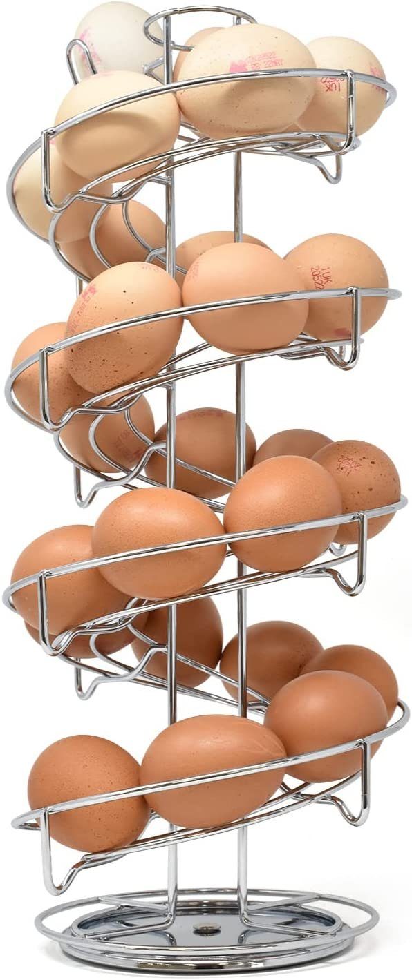 JOEJI’S KITCHEN Eierbecher Eierbehälter in Chrom Eierkorb Eierspirale Eierhalter Eieraufbewahrung Chrome