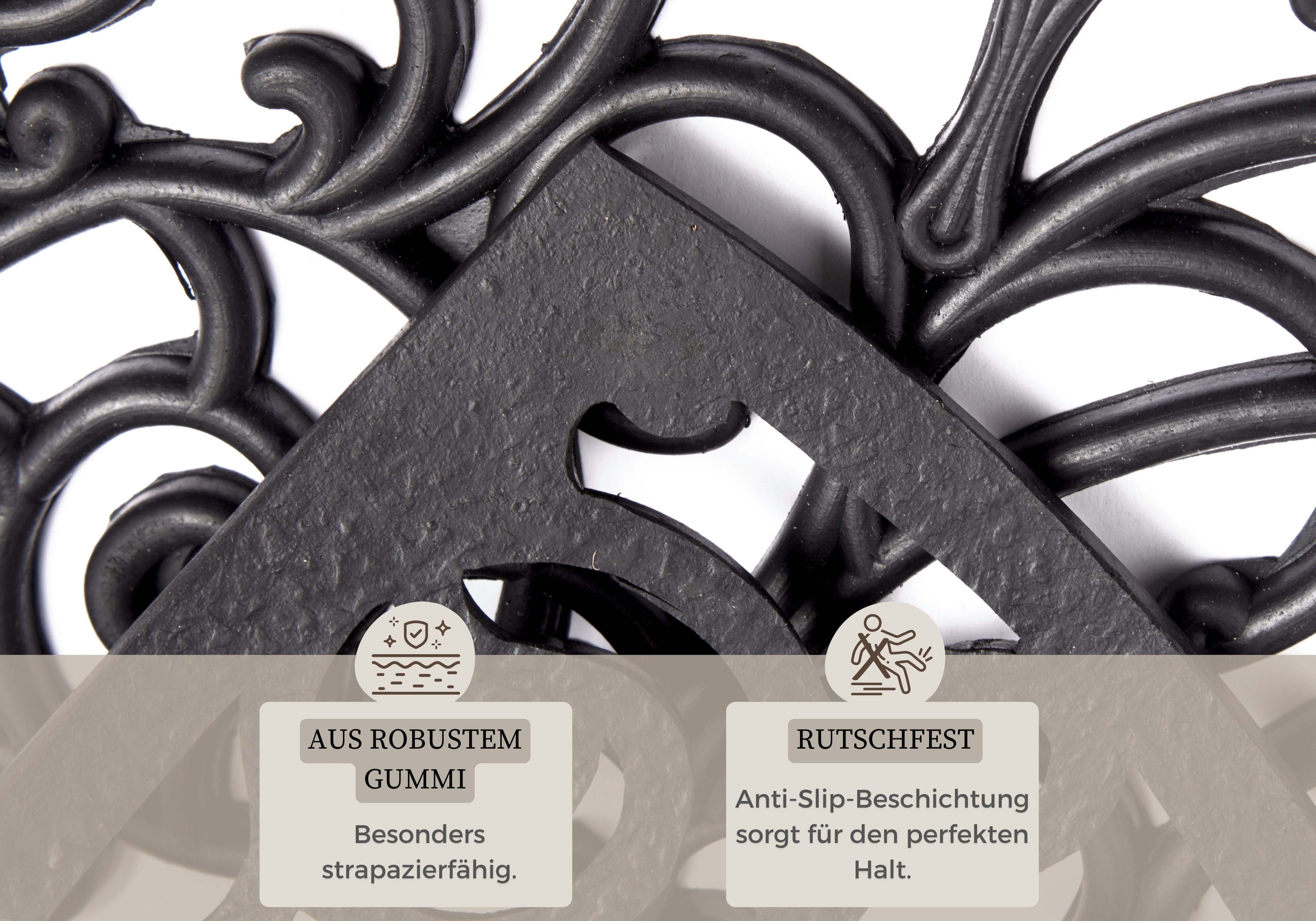 HANSE Home Fußmatte Ornaments, Türmatte, halbrund, Höhe: 10 mm, Gummi, Schmutzfangmatte, Outdoor, Rutschfest, Innen, Gummimatte