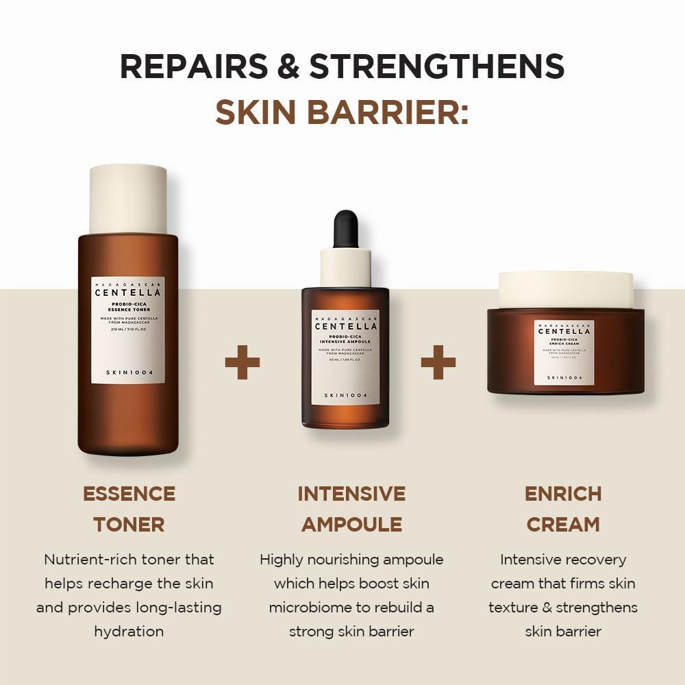 SKIN1004 Feuchtigkeitscreme Madagascar Centella Probio-Cica Enrich Cream Gesichtscreme 50ml – Feuchtigkeitspflege mit fermentierter Centella Asiatica, Probiotika, Niacinamid & Ceramiden für empfindliche, trockene oder reife Haut