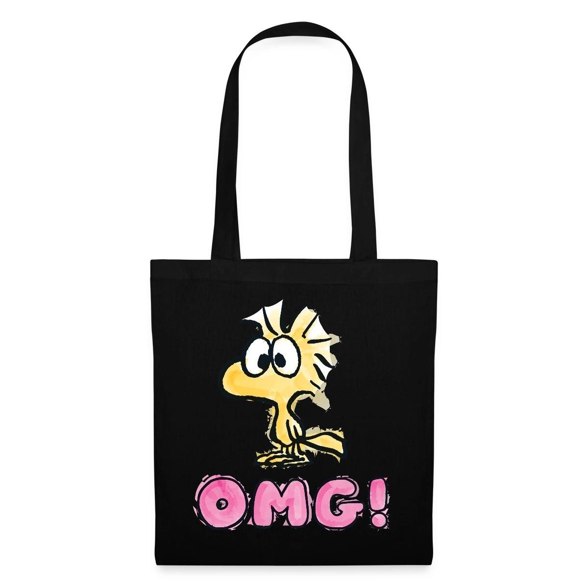 Spreadshirt Henkeltasche Peanuts Woodstock OMG Oh Mein Gott Stoffbeutel (1-tlg)