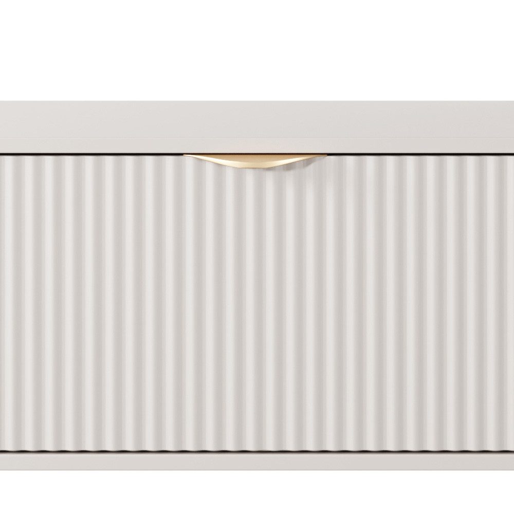 Feldmann-Wohnen Lowboard Lante (mit abgerundeten Seiten vorne, ABS Kanten, 1 St., Metallgriffe und in Gold, Fronten in geriffelter Wellenoptik), 163x38x51cm Farbe wählbar, 2 Klapptüren, innen je 1 Fach