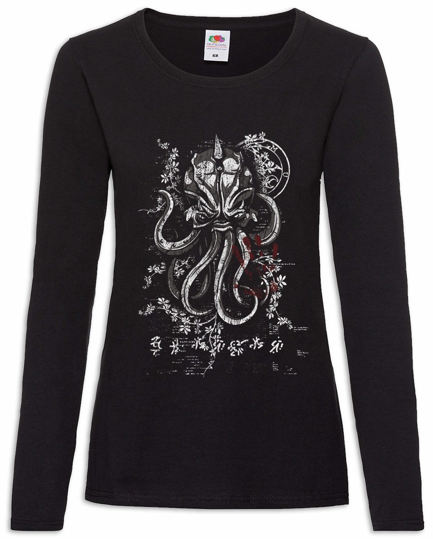 Langarmshirt Asian Ornament Octopus Damen Langarmshirt Cthulhu Tattoo Japan Horror