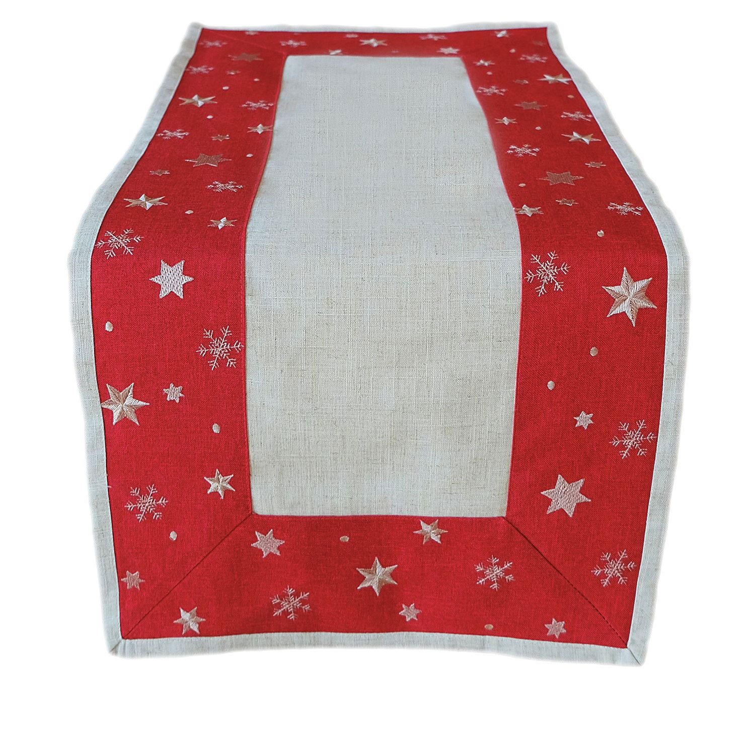 texpot Tischdecke Tischläufer Stickerei Sterne Winter Weihnachten (1-tlg)