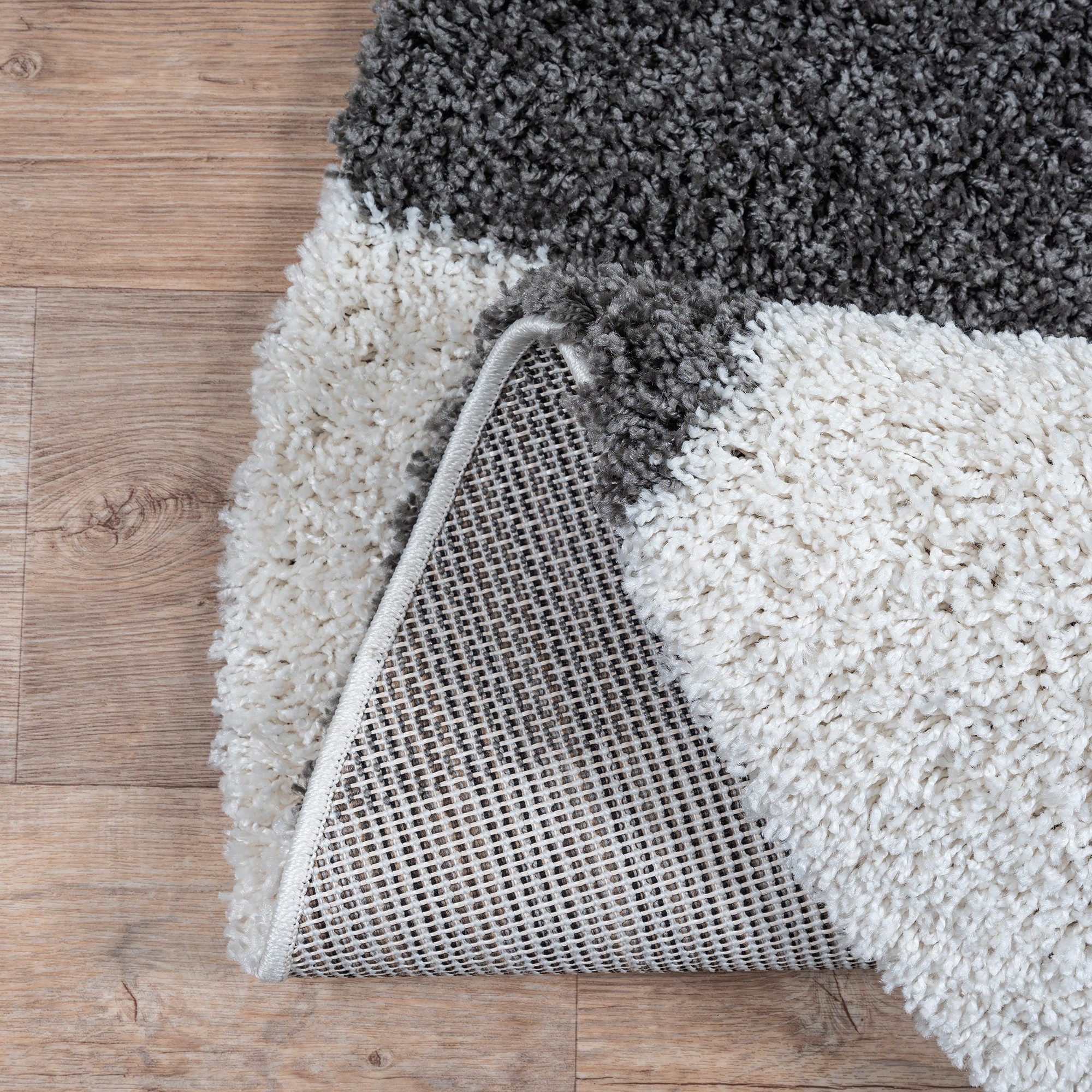 Sanat Hochflor-Teppich Milano 1250, auch als Läufer und in Rund, rund, Höhe: 30 mm, Hochflor, Shaggy, Karo, Wohnzimmer, Schlafzimmer – Bild 2 von 5