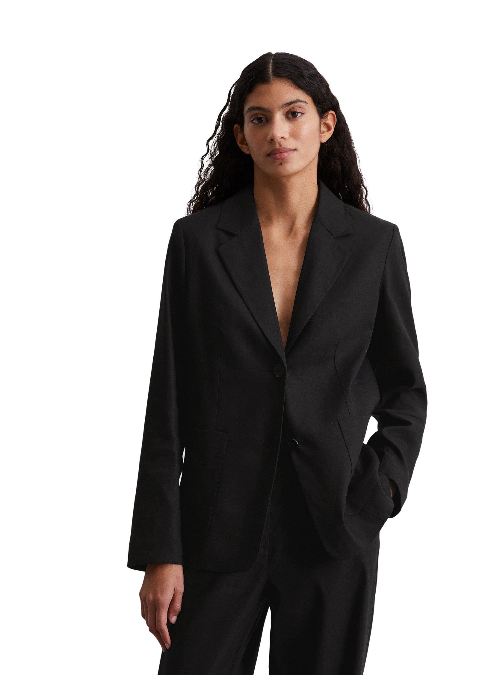 Longblazer aus Leinen-Viskose-Stretch