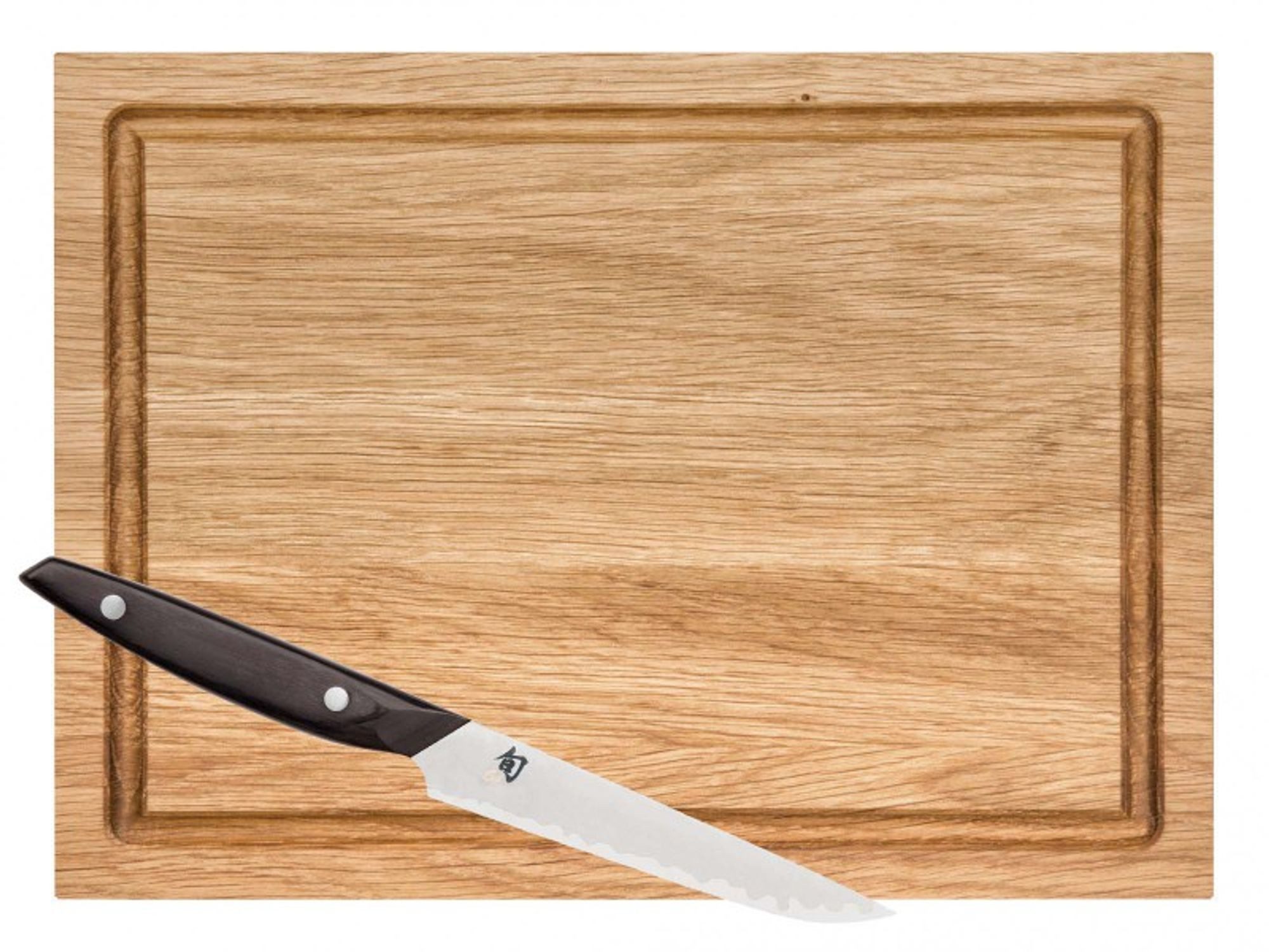 KAI Steakmesser KAI BBQ-Set, bestehend aus Steakmesser + Eichenholzbrett
