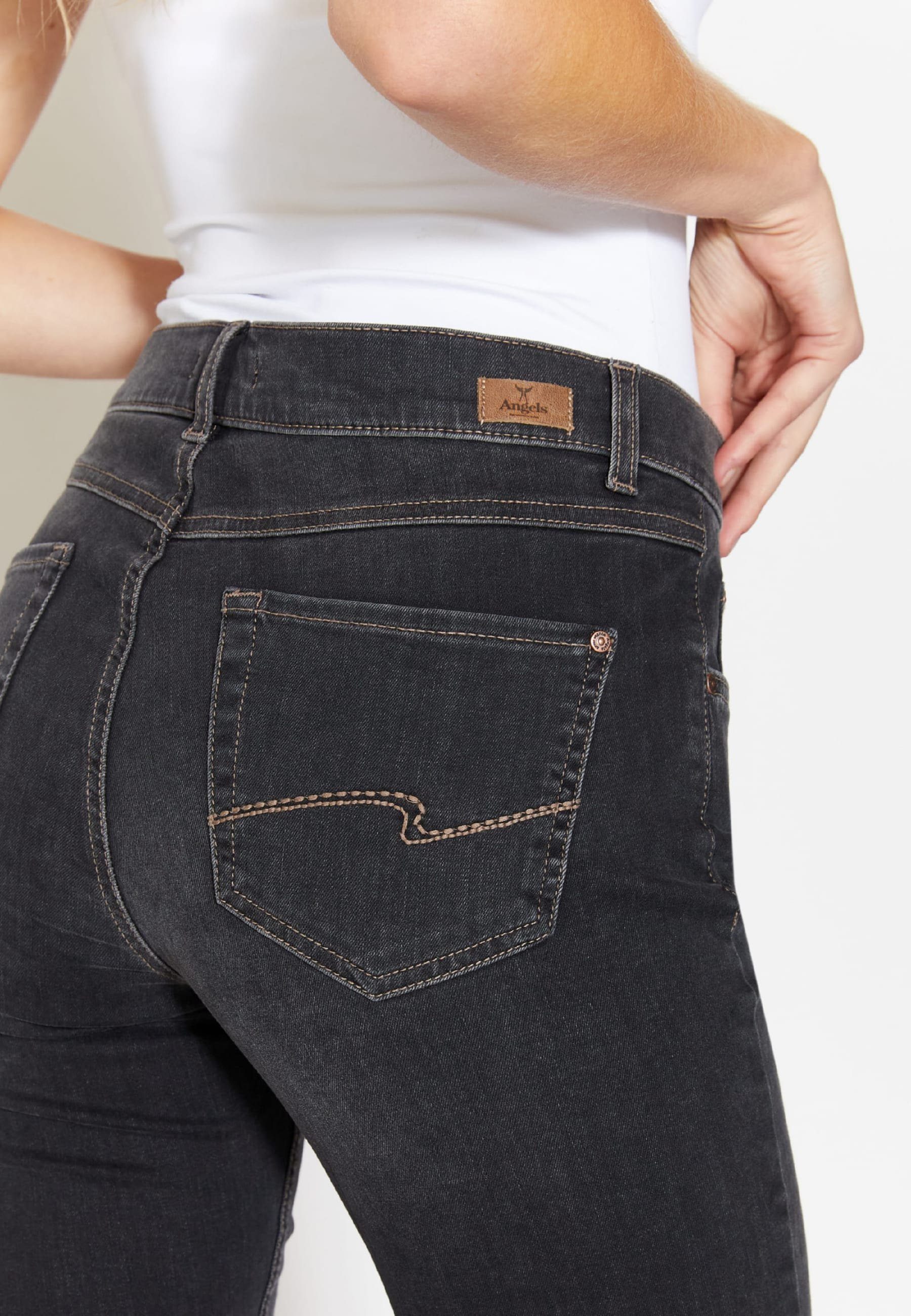 anthrazit mit mit authentischem Jeans Denim Slim-fit-Jeans Label-Applikationen Skinny ANGELS