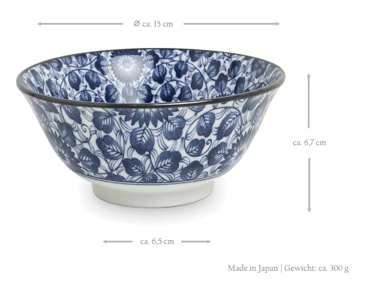 WestCraft Suppenschale Ramen Bowl Japan - Porzellan-Schalen 15 cm - 3er Mix-Set, Porzellan, (5-tlg), Hochwertig, asiatische Reis-, Nudel-, Tapas-, Udon-, Müsli-Schüssel