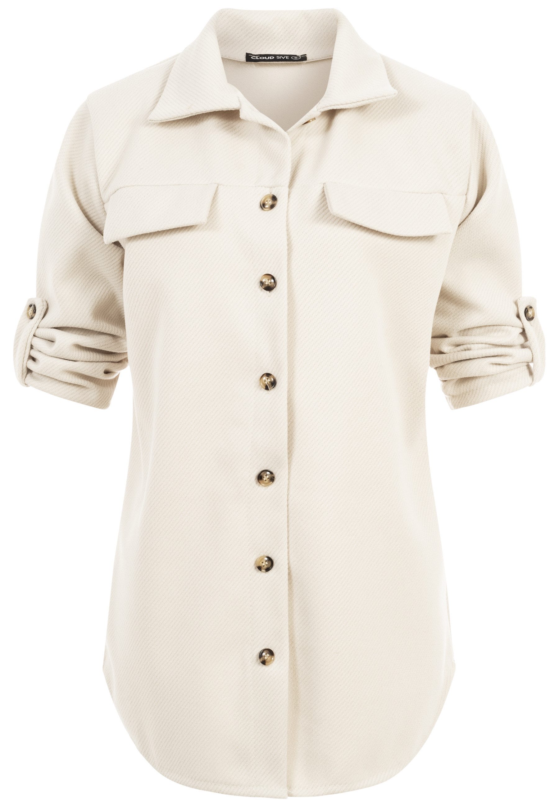 CLOUD 5IVE Bomberjacke CLOUD 5IVE Turn-Up Overshirt with buttons (1-St)