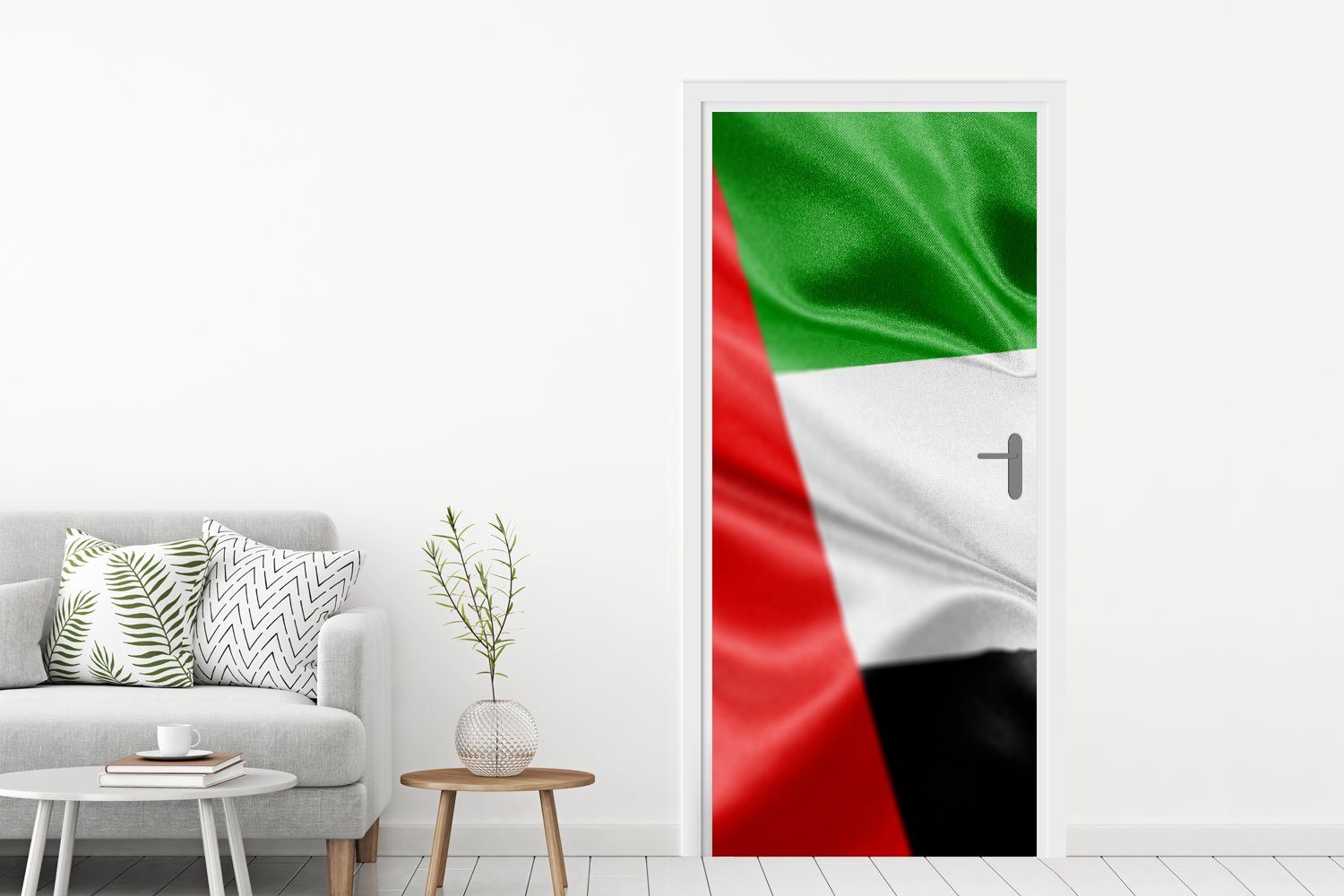 MuchoWow St), cm Emirate, der Türtapete (1 Tür, Vereinigten Fototapete Türaufkleber, für Matt, 75x205 Die Arabischen Flagge bedruckt,