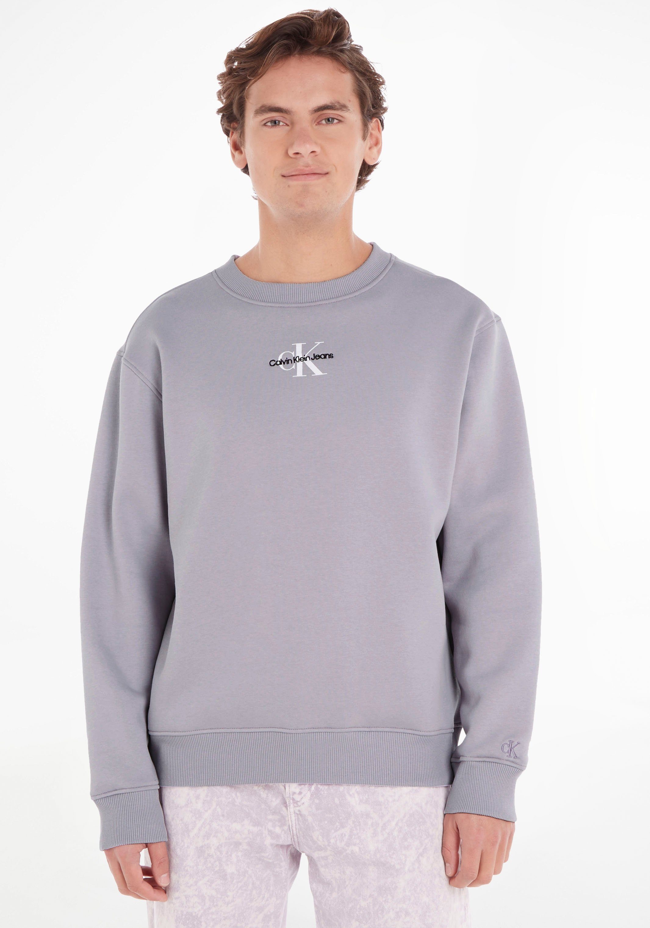 Calvin Aura MONOLOGO Lavender Klein Jeans NECK CREW Sweatshirt