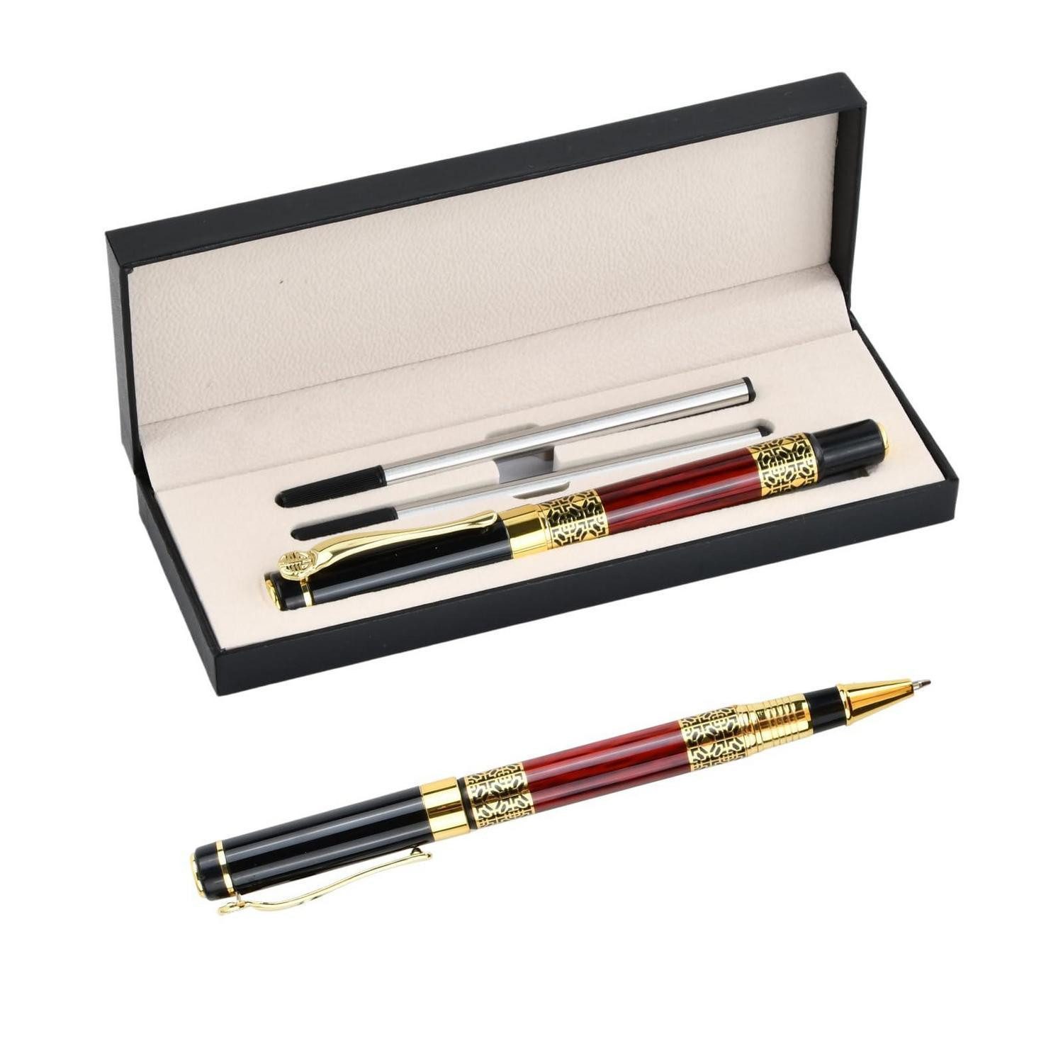 LuxusKollektion Tintenroller Kugelschreiber Metall 0,5mm Luxus Signaturstift Geschenkset
