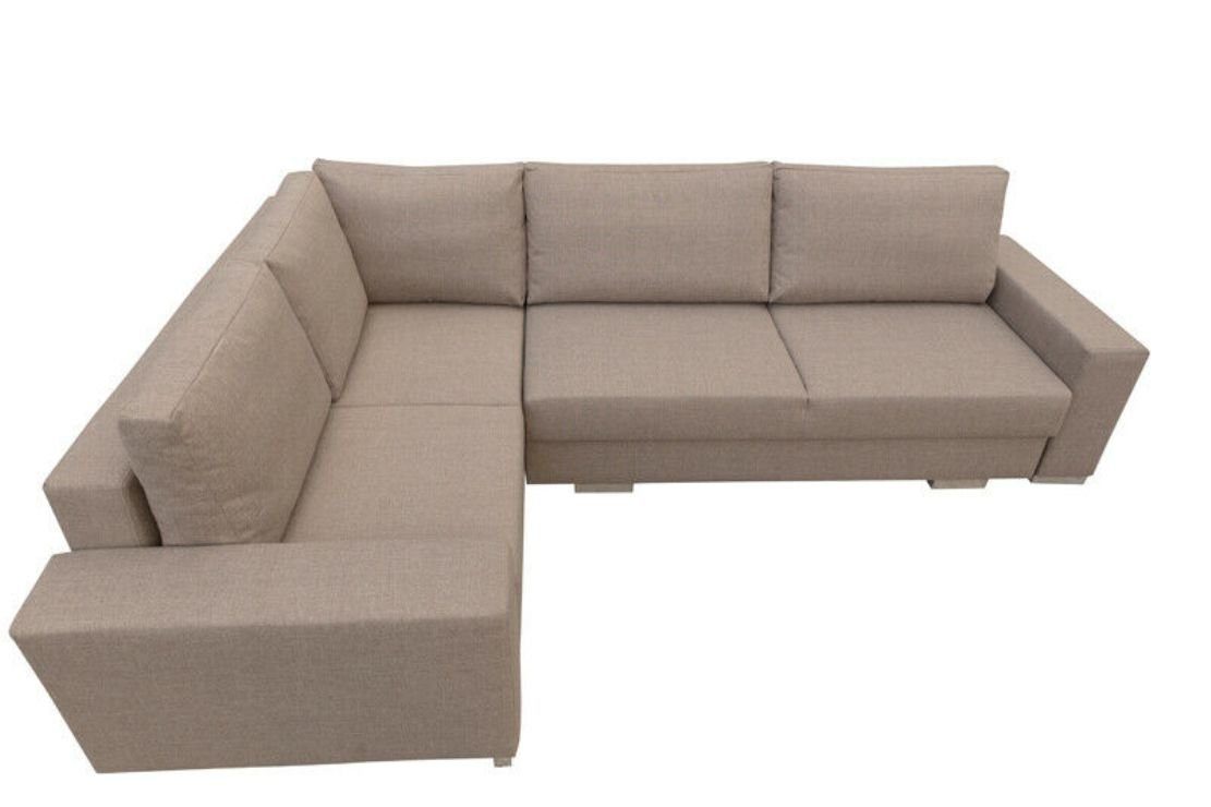 Bettfunktion Bettfunktion Sofa mit Beige Mit Schlafsofa Bettkasten Designer JVmoebel Ecksofa Sofa Ecksofa,