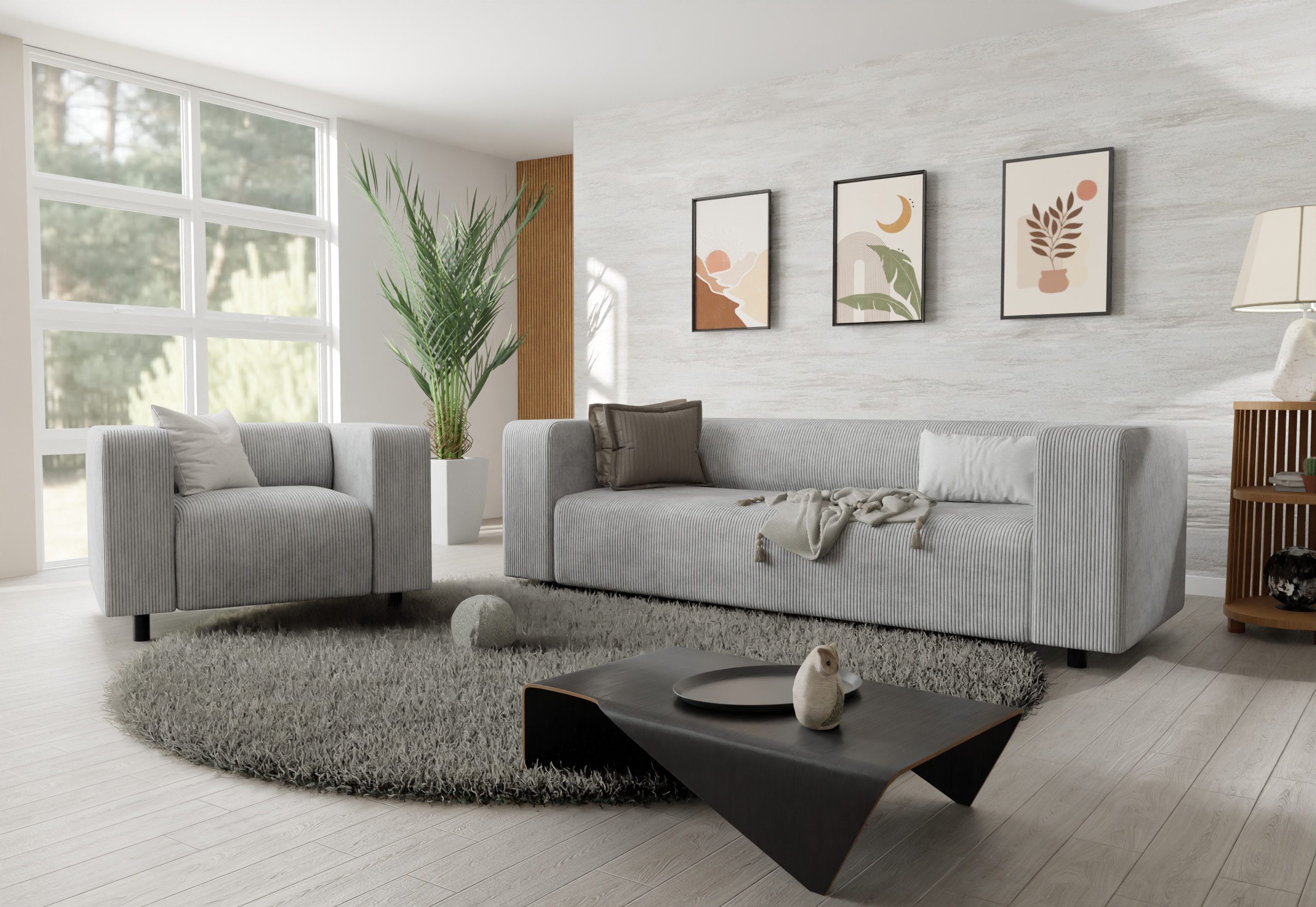 S-Style Möbel Polstergarnitur 3+1 Gustav aus Cord-Stoff mit bequemem Sitz, günstig online kaufen