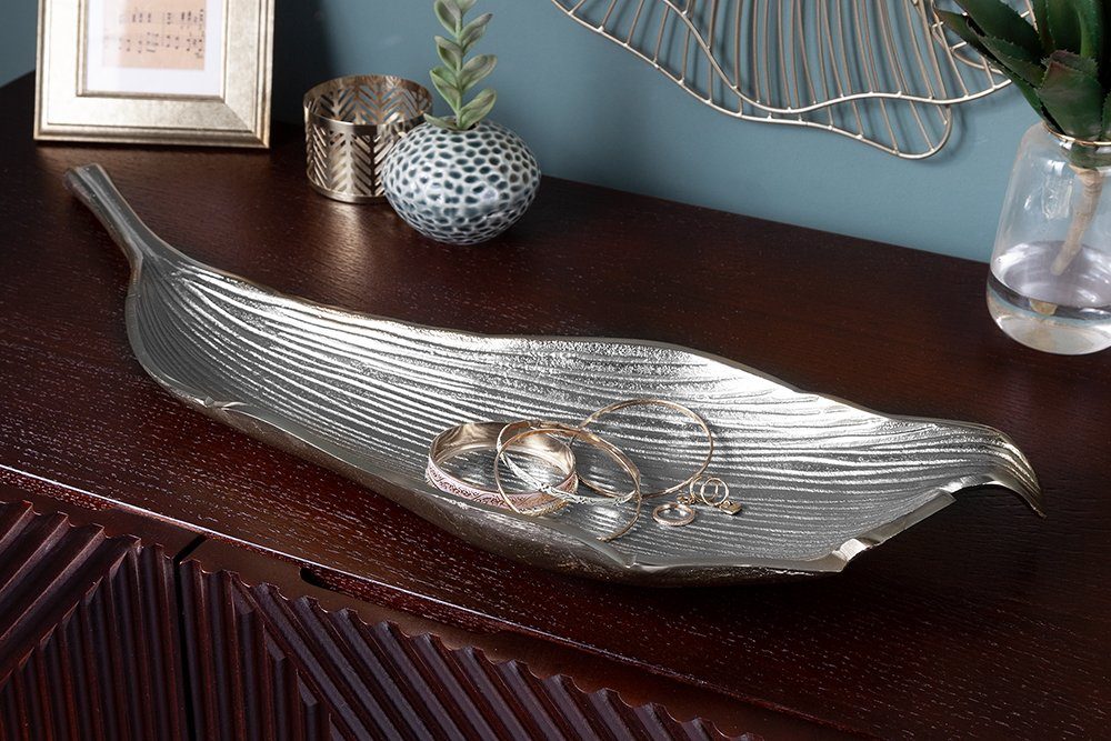 riess-ambiente Dekoschale ABSTRACT LEAF 64cm silber, günstig online kaufen