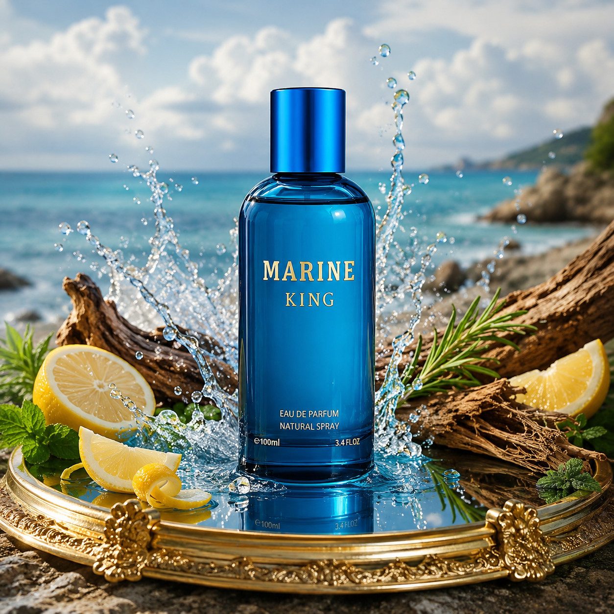 Fine Perfumery London Eau de Parfum Marine King For Him Herrenduft Frisch Holzig 100 ml, Hergestellt in UK, Herrenduft