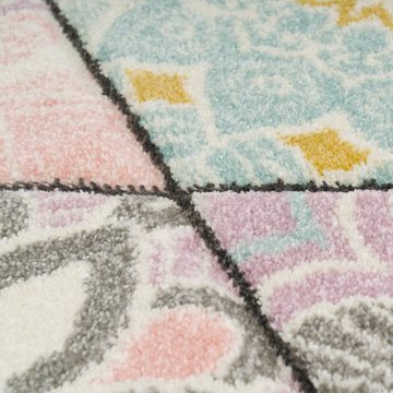 Teppich Retro Teppich Rauten-Muster Blumen-Mandala Bunt, Paco Home, Rechteckig, Höhe: 17 mm