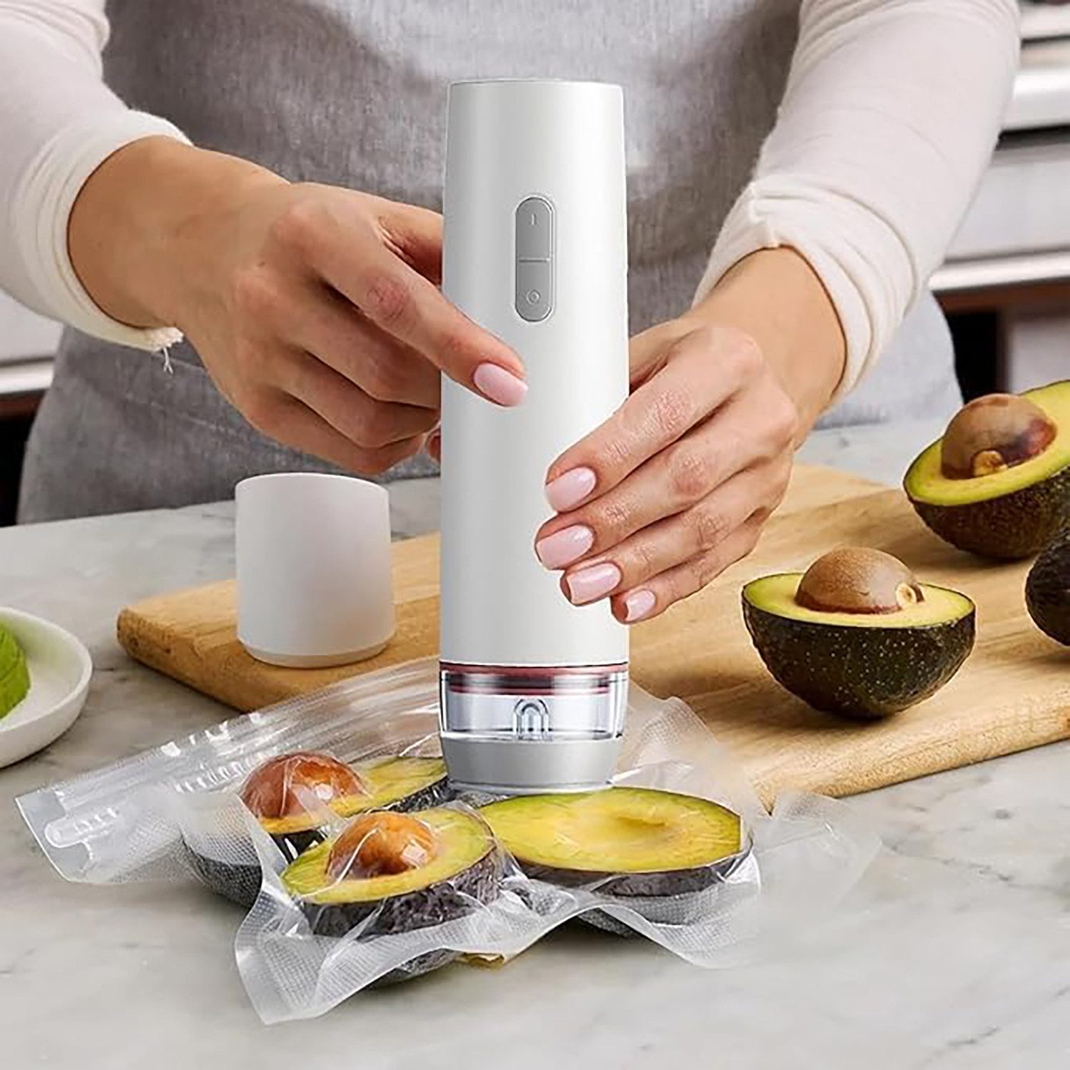 OYLCDI Hand-Vakuumierer Vakuumiergerät Vakuumierer Klein,60 kPa Saugkraft, mit 30 wiederverwendbaren Beuteln,für Zuhause & Reisen