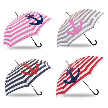 Sonia Originelli Taschenregenschirm Stockschirm "Maritim" Anker Streifen Regenschirm Schutz