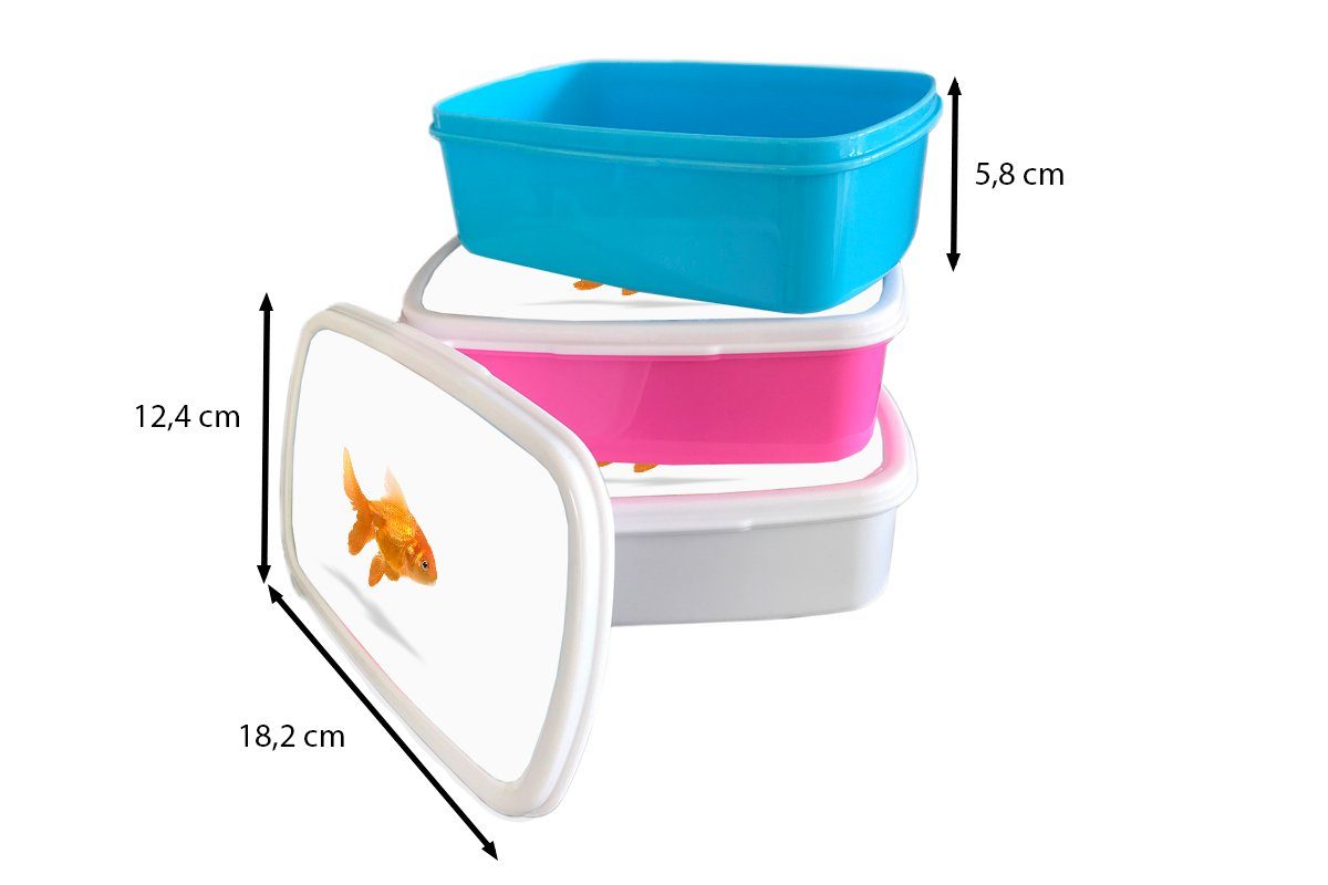 Lunchbox Erwachsene, Kunststoff, Snackbox, Fisch, - Mädchen, Brotbox Weiß (2-tlg), Kinder, Brotdose MuchoWow für rosa - Kunststoff Goldfisch