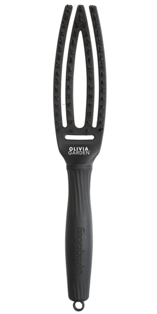 OLIVIA GARDEN Haarbürste Olivia Garden Fingerbrush Care Iconic Boar&Nylon Schwarz Small
