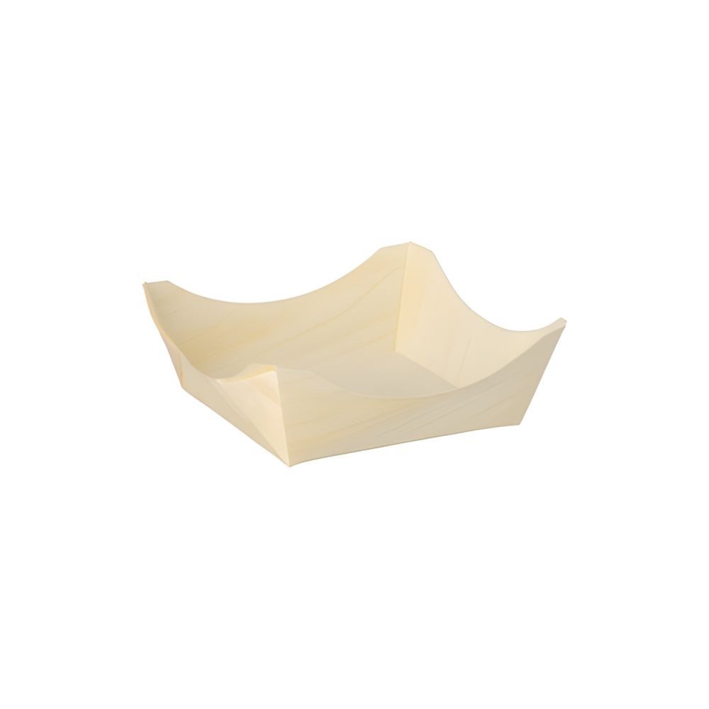 PAPSTAR Einwegschale Fingerfood - Schalen, Holz pure eckig 3,5 cm x 10 cm x 10 cm 500 Stk, Holz