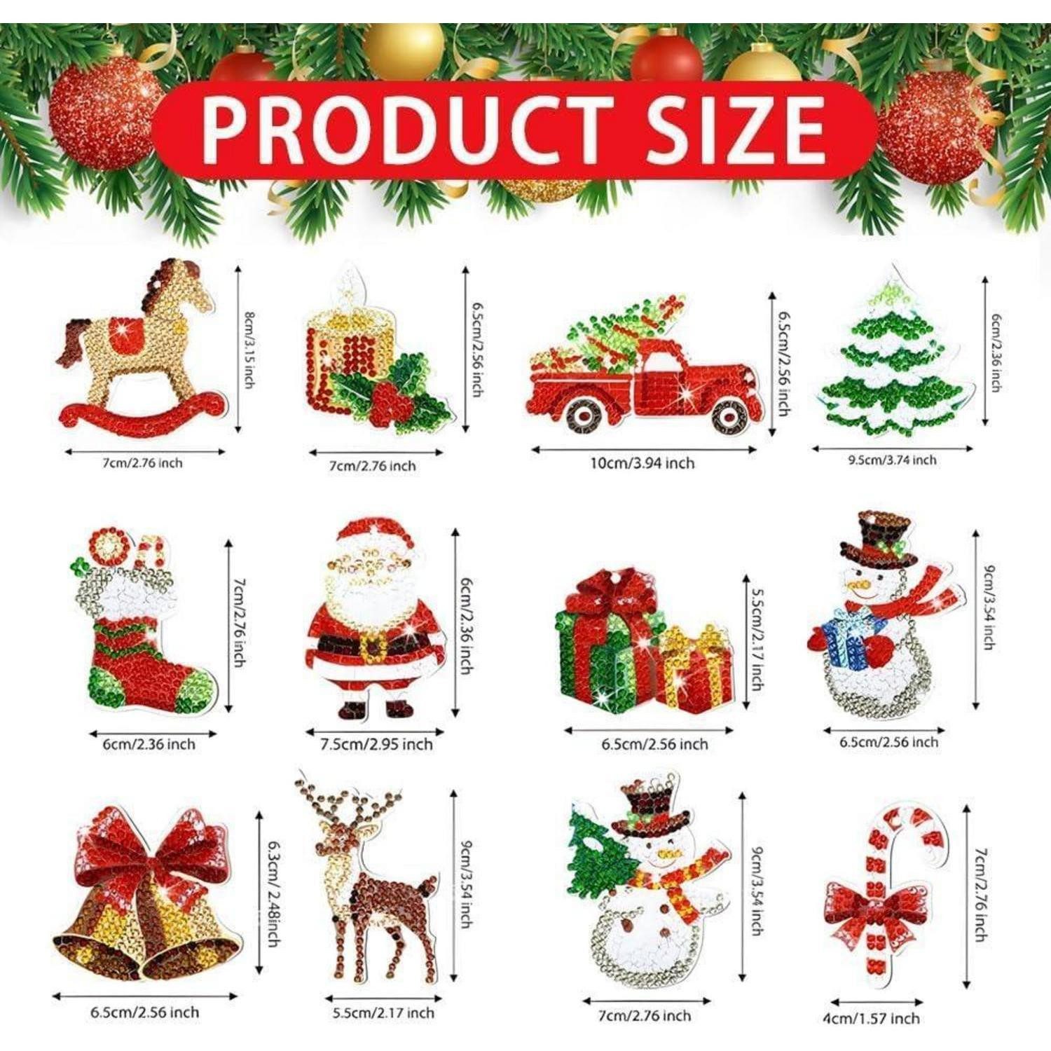 LuxusKollektion Kochbesteckhalter Diamond Painting Weihnachten Schlüsselanhänger Set 12 Stück 5D DIY