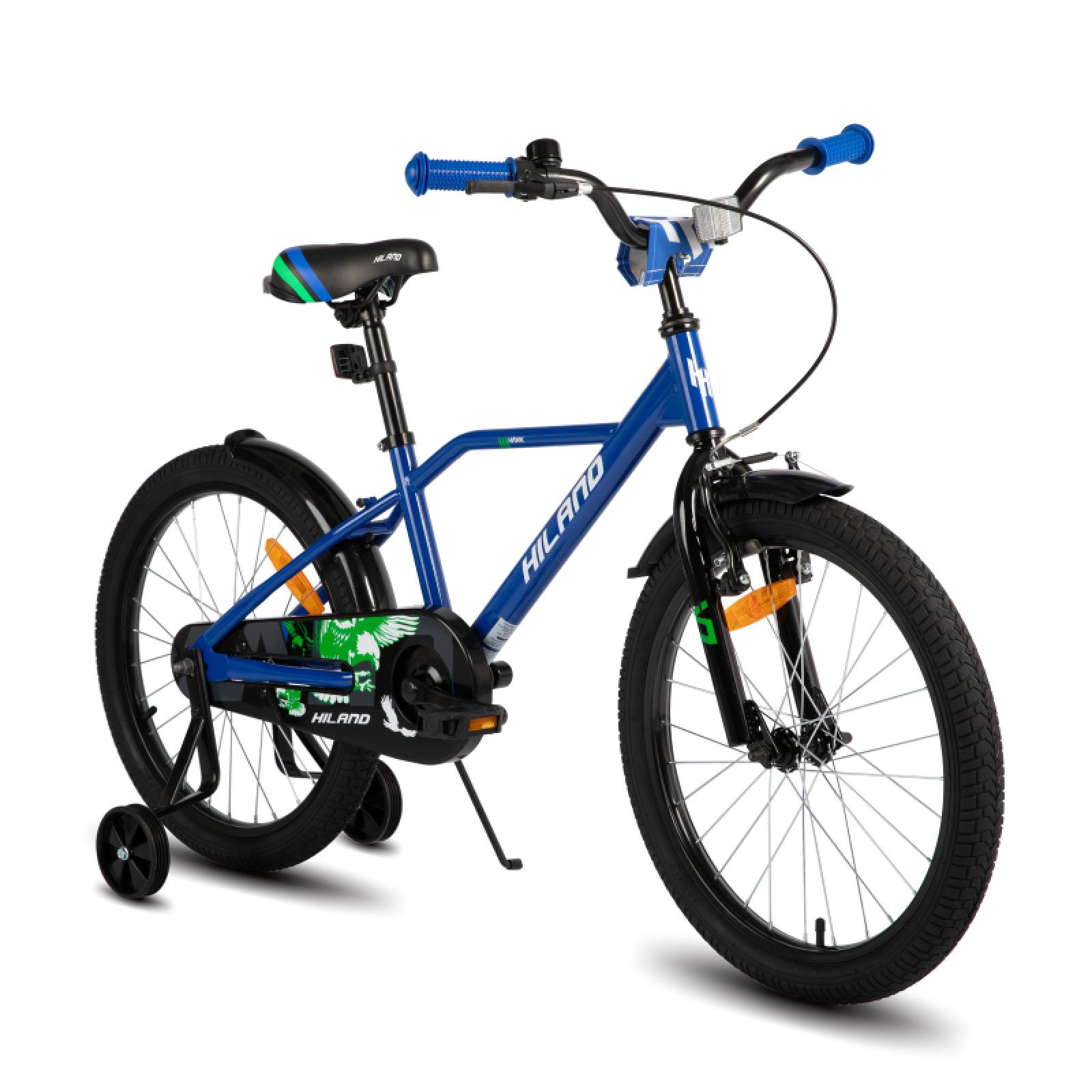 HILAND Kinderfahrrad 12‑20 Zoll Kinderfahrrad Jungen 2‑13J. mit Stützrädern & Doppelbremse, mit Stützrädern, V Bremseund Rücktrittbremse, Hilfsrad, Kotflügel
