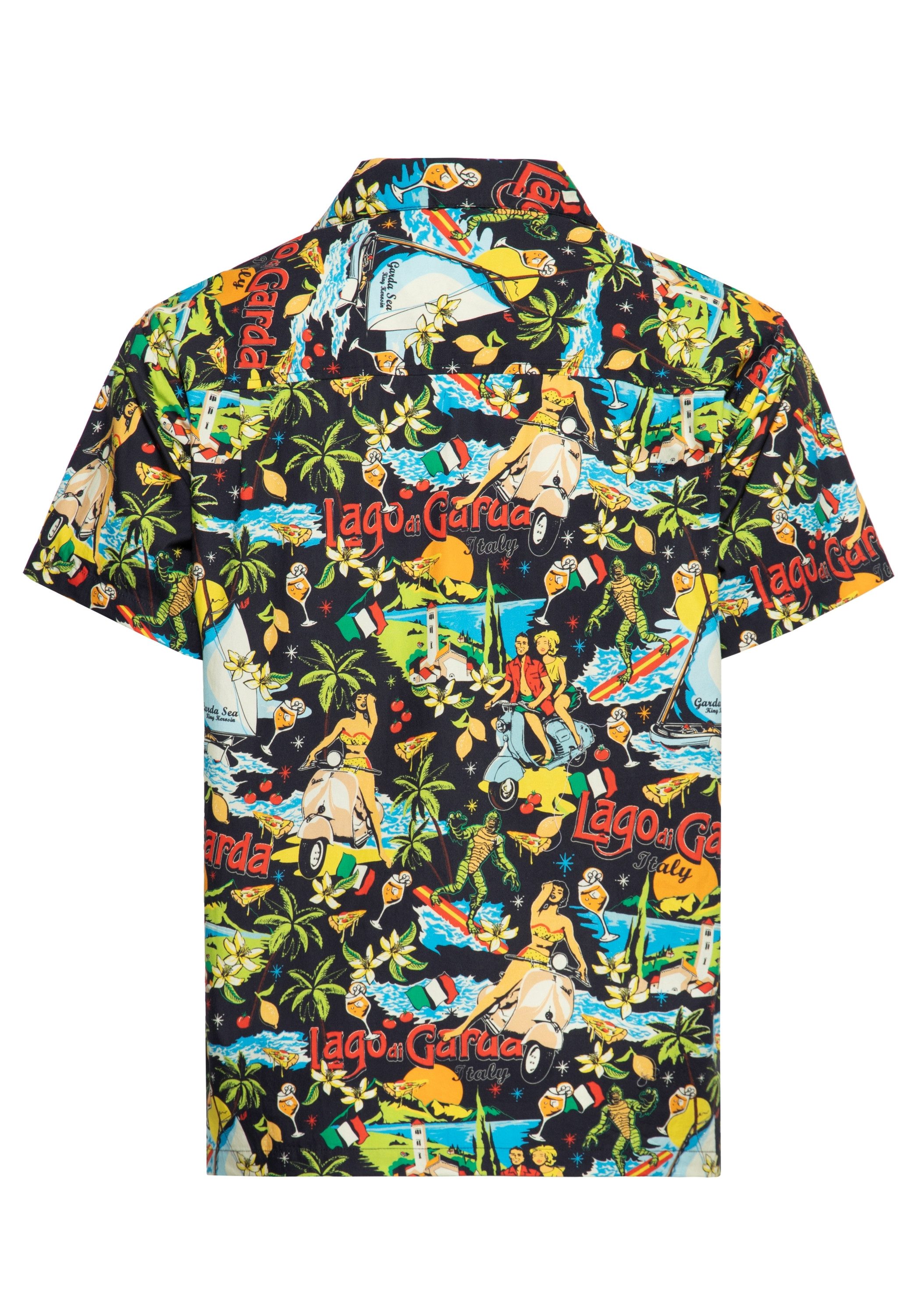 KingKerosin Kurzarmhemd Lago di Garda mit lebhaftem Gardasee-Allover-Print günstig online kaufen