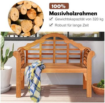 KOMFOTTEU Gartenbank 2-Sitzer Holzbank, Klappbare Sitz,Natur
