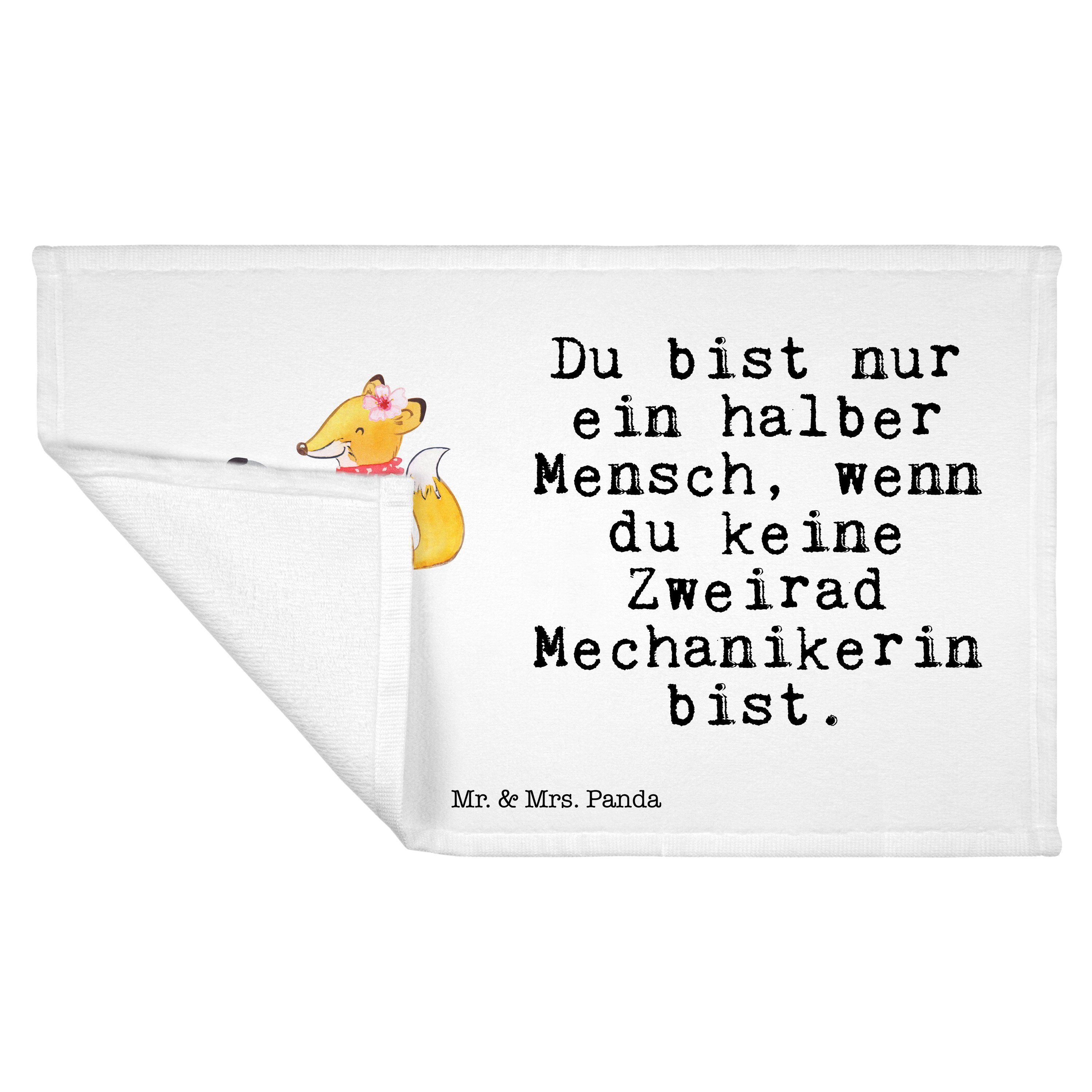- Weiß Handtuch, Zweirad mit Mr. Herz & Handtuch Rei, Mechanikerin Geschenk, Panda Kinder (1-St) - Mrs.