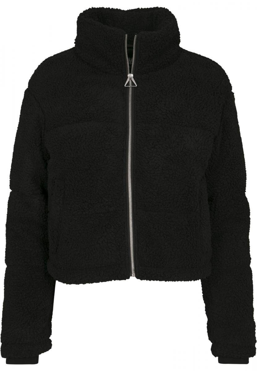 URBAN CLASSICS (1-St) Boxy Jacket Sherpa Winterjacke Puffer Damen black Ladies