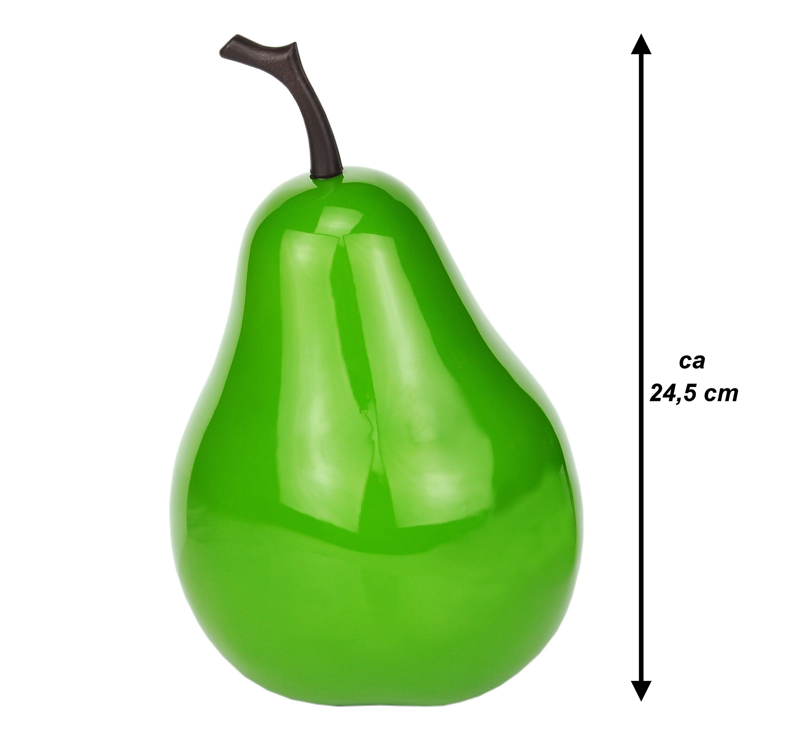 Dekofigur Handgefertigte Deko-Birne in Grün aus robustem Fiberglas, Größe XS