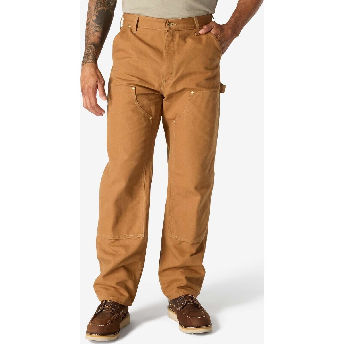 Carhartt Outdoorhose Iconic B01 Firm Duck Double-front Dungaree Robuste Arbeitshose mit lockerer Passform, optimaler