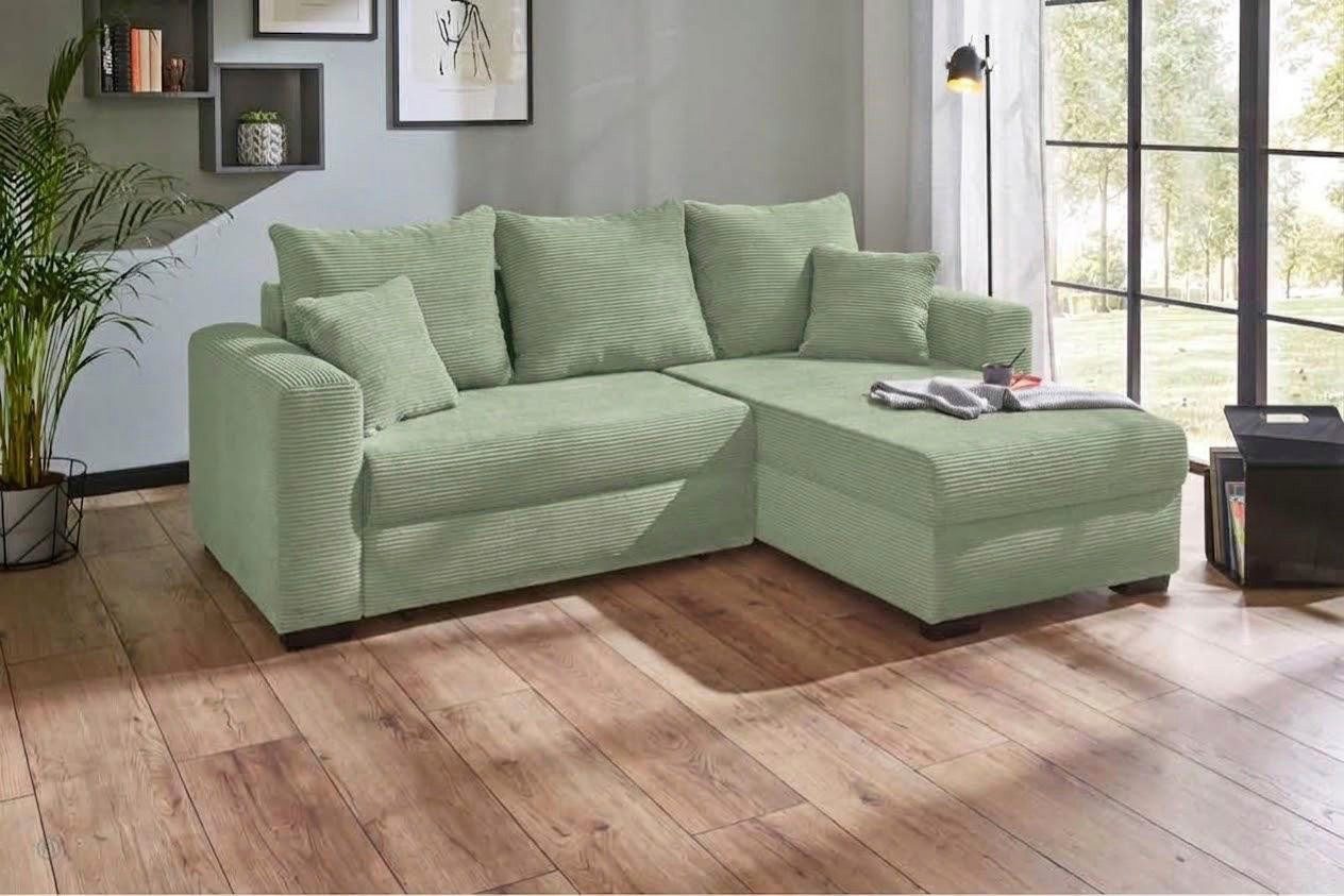 Jockenhöfer Gruppe Ecksofa Ecksofa Elmau, Größe Ottomane: L, B:235cm, optional mit Topper, mit Schlaffunktion, Topper, Bettkasten & 2 Zierkissen