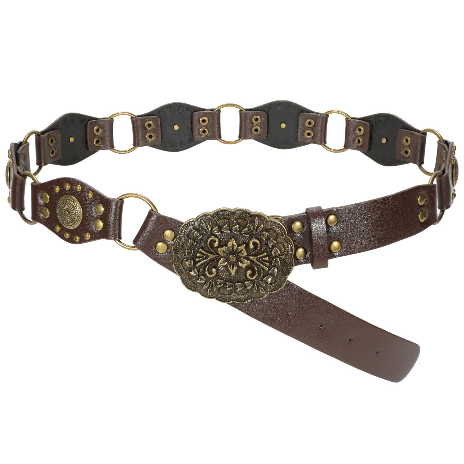 nsihing Taillengürtel Concho Gürtel für Damen Breiter Boho Westerngürtel Boho Taillengürtel für Kleider Röcke und Jeans