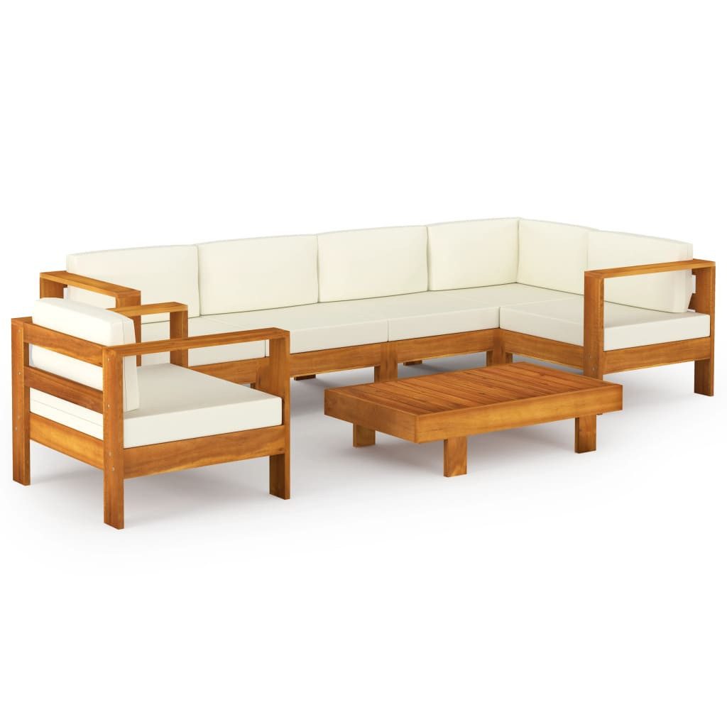 furnicato Gartenlounge-Set Garten-Lounge-Set Echtholz Cremeweiß 100x60x25 cm Tisch & Sofas, (1-tlg)