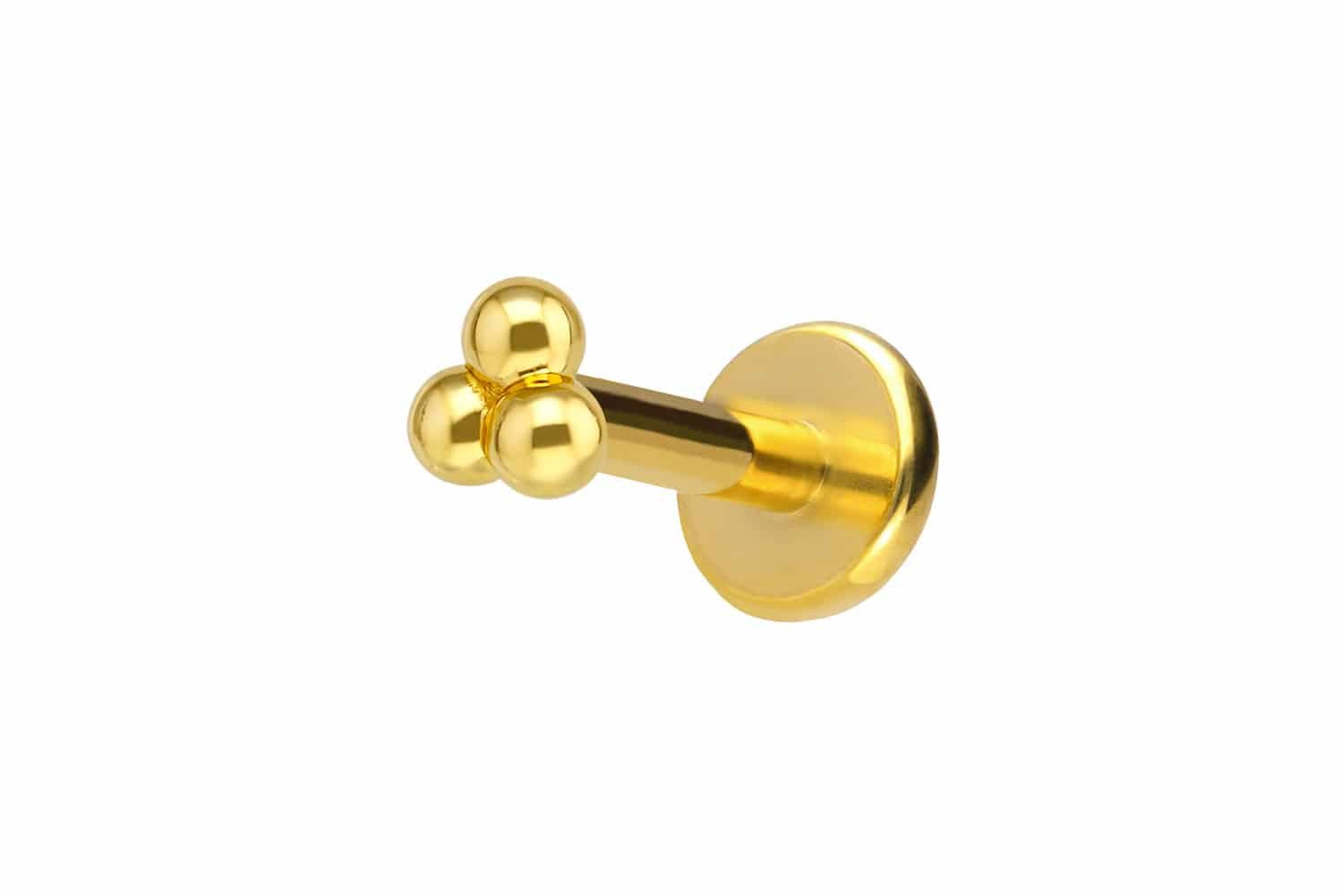 PIERCINGLINE Piercing-Set Titan Labret mit Innengewinde + 925er Silber Aufsatz 3 KUGELN (Labrets, 1-tlg)